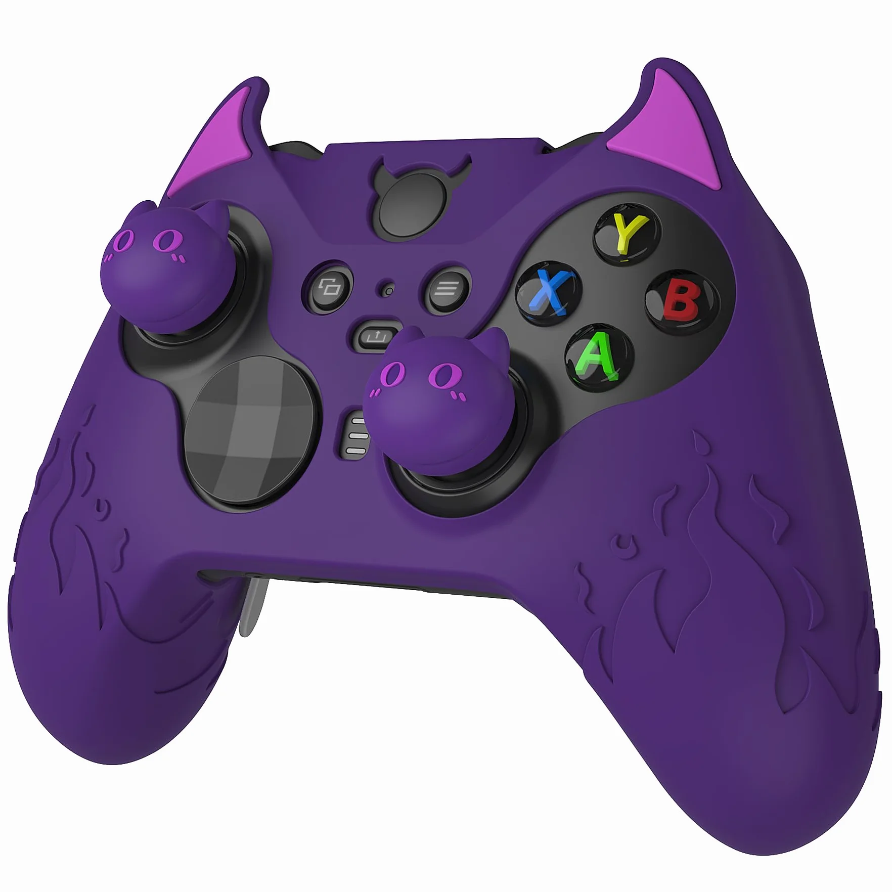PlayVital Osłona Ochronna do Xbox Elite Series 2,Etui na Kontroler do Xbox Elite 2 Core z Nakładkami na Joystick,Silikonowa Ochrona Antypoślizgowa–Fioletowa, Edycja Demon