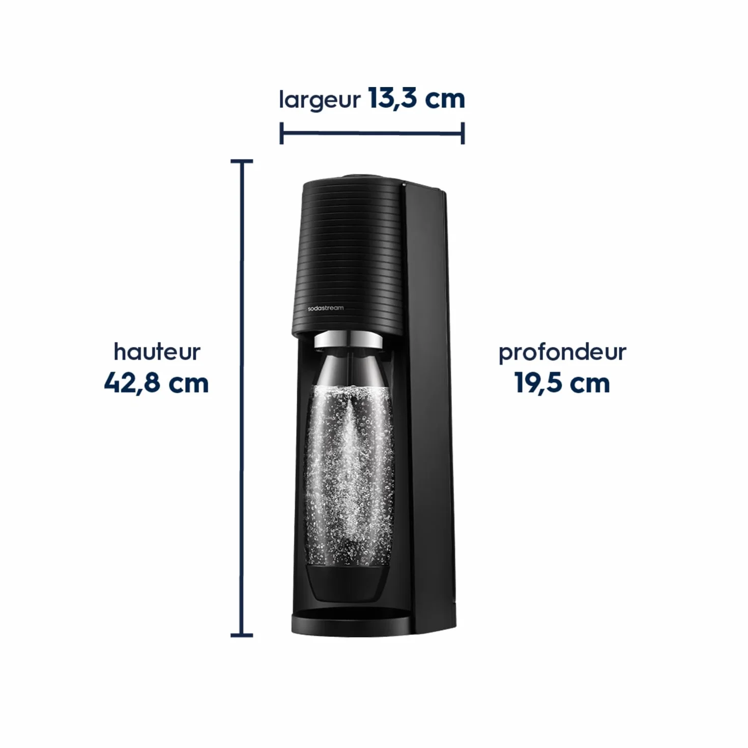 SodaStream Saturator do wody TERRA opakowanie ekonomiczne z cylindrem CO2, 2 x butelka z tworzywa sztucznego 1 l nadająca się do mycia w zmywarce i 1 x 0,5 l butelka z tworzywa sztucznego, wysokość 44 cm, czarna