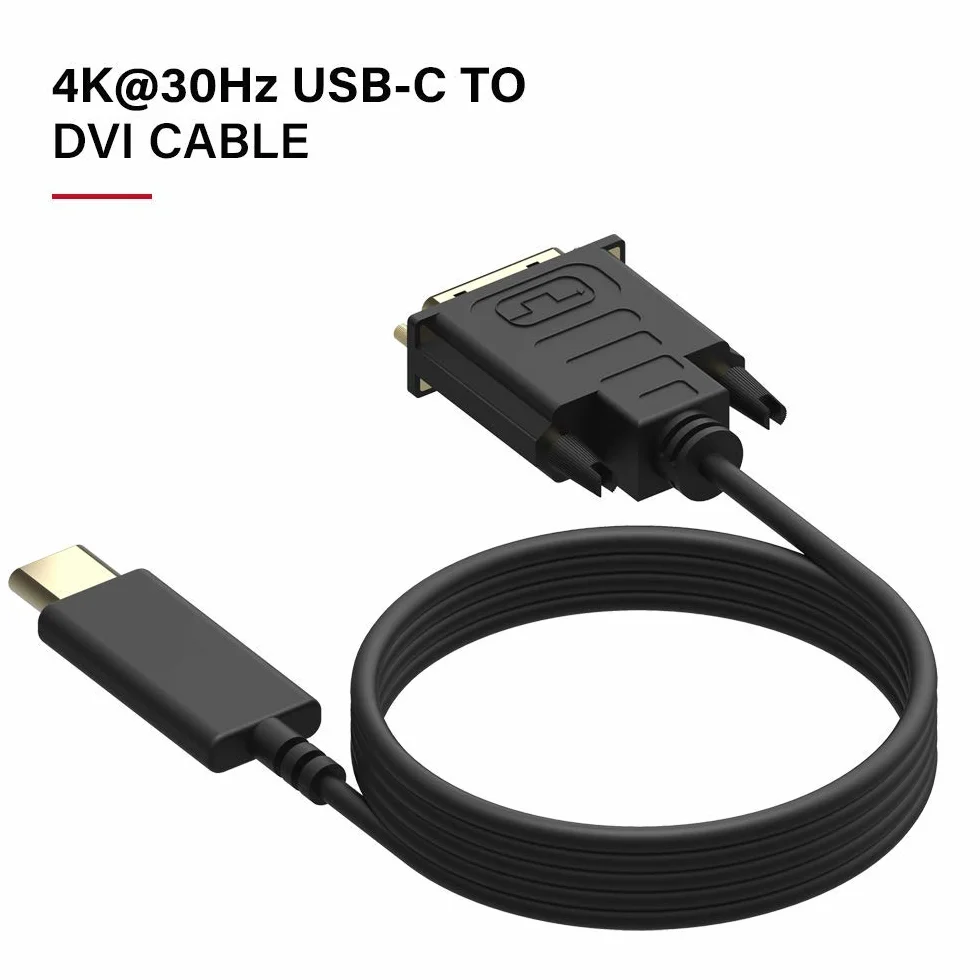 UPGROW Kabel USB-C na DVI – kabel Thunderbolt do DVI 4K przy 30 Hz, USB typu C na DVI żeński, obsługa MacBooka Pro 2017-2020, Surface Book 2, Dell XPS 13, Galaxy S10