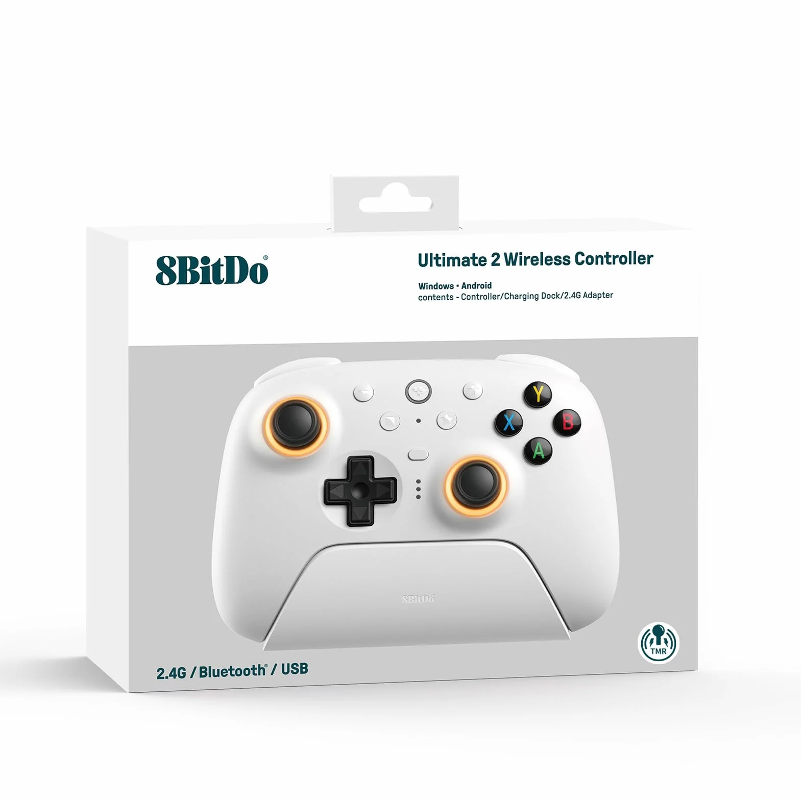 8BitDo Ultimate 2 Wireless Controller for Windows PC, Apple, Steam & Android, Gaming Controller with TMR Joysticks, Hall/Tactile Triggers, 1000Hz Polling Rate, White