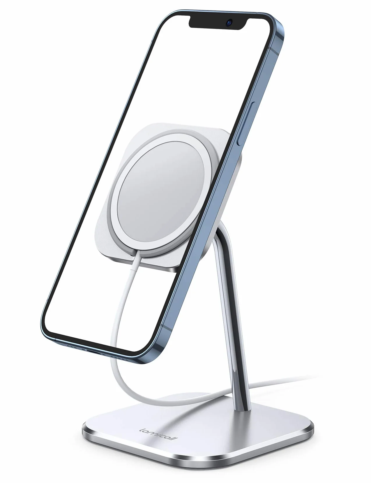 Lamicall Stojak na telefon do ładowarki MagSafe – regulowany aluminiowy uchwyt do ładowania w trybie czuwania do iPhone'a 16, 16 Plus, 16 Pro, 16 Pro Max, serii 15 14 13 12 [ładowarka nie jest