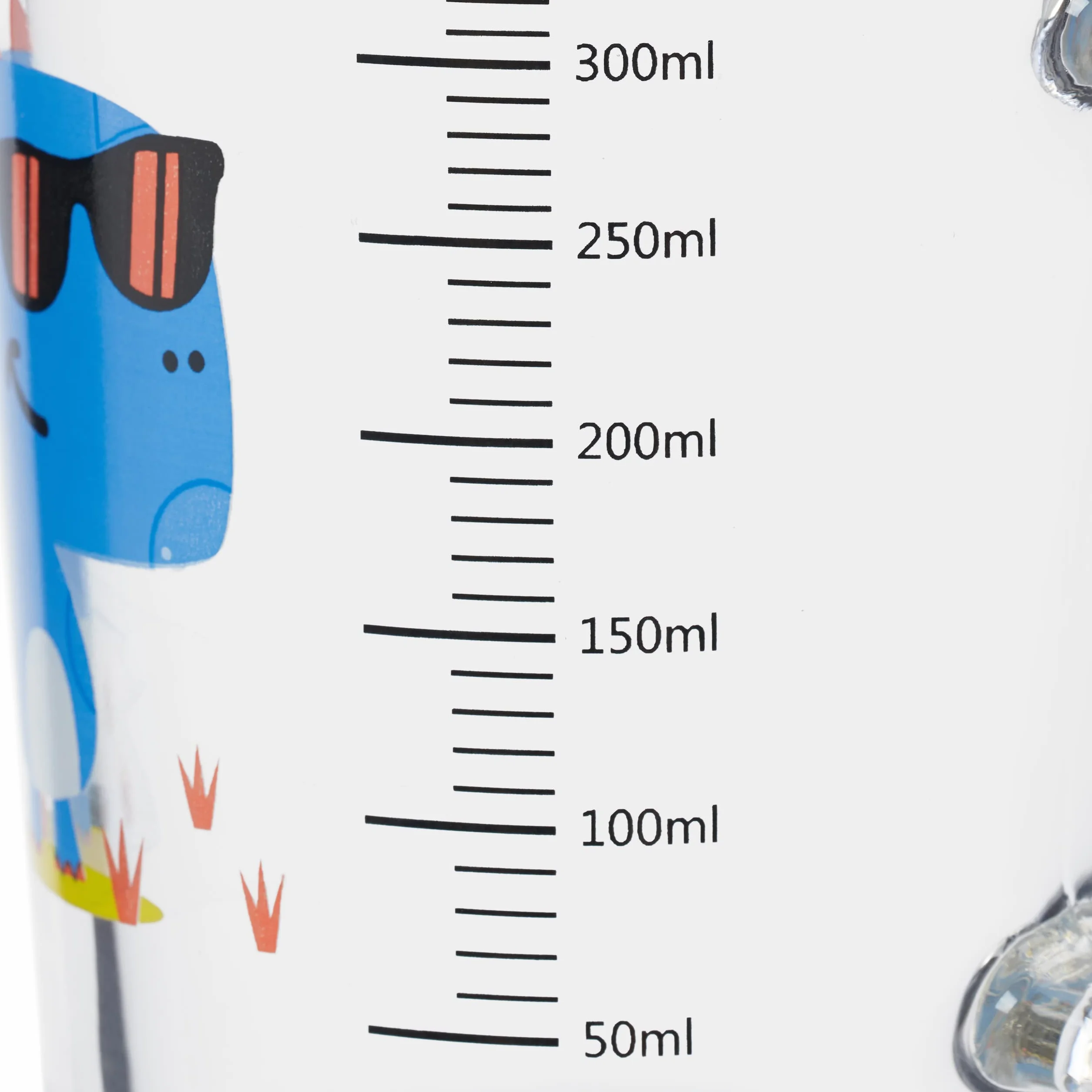 Relaxdays Zestaw 2 szklanek dla dzieci, motyw dinozaura, szklanka do picia dla dzieci, z uchwytem, pokrywką i słomką, skala 400 ml, przezroczyste