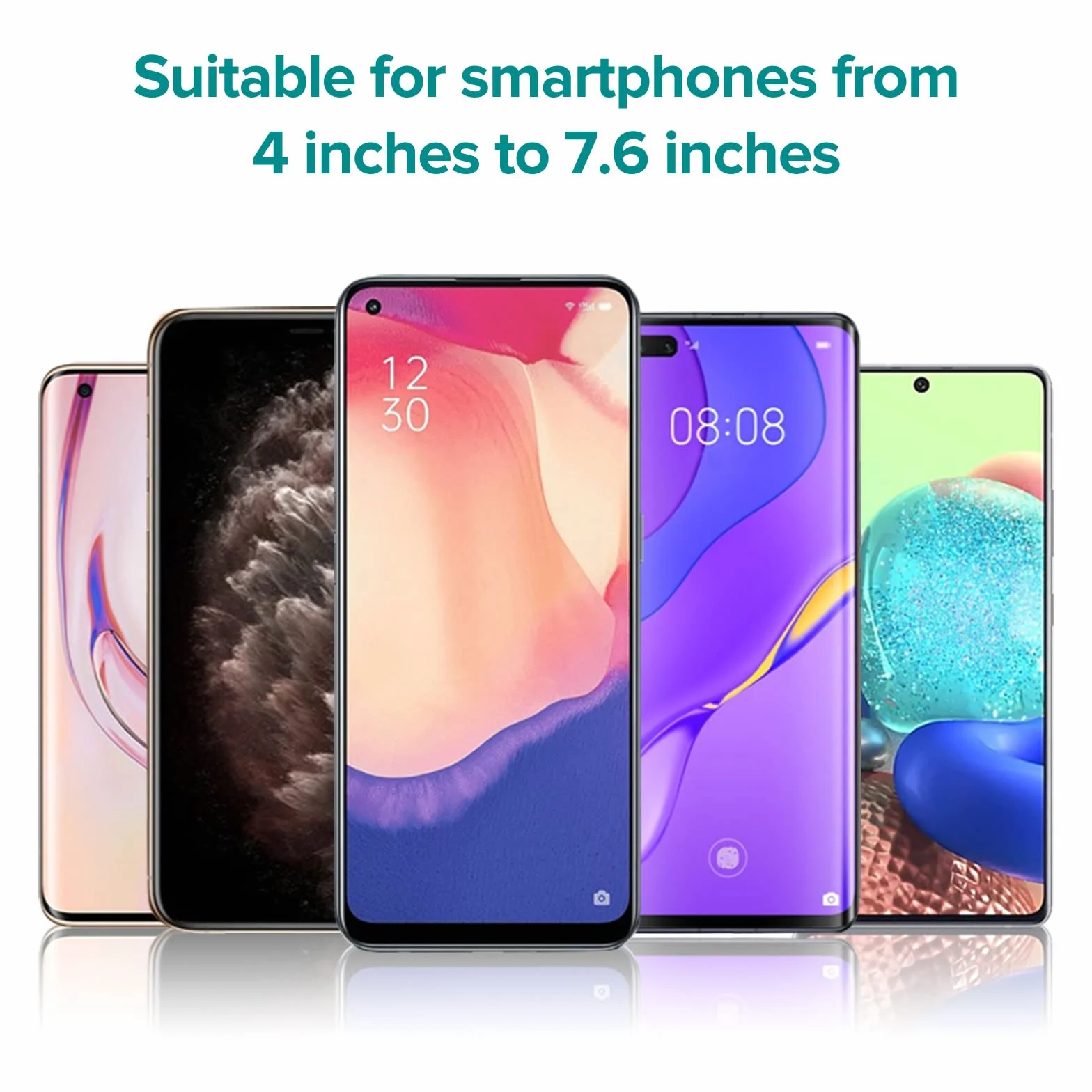 SPORTLINK Uchwyt ścienny do telefonu komórkowego - ABS uniwersalny uchwyt ścienny na telefon komórkowy z systemem zarządzania kablami/paskami klejącymi kompatybilny z iPhone, iPad Mini, smartfonami