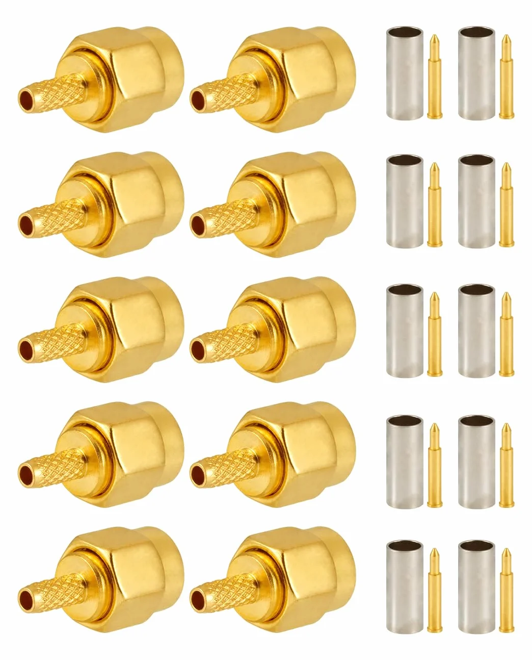 Vecys 10 PCS SMA Złącza SMA Męski Złącze Zaciskane dla RG316 RG174 Kabel Koncentryczny RF