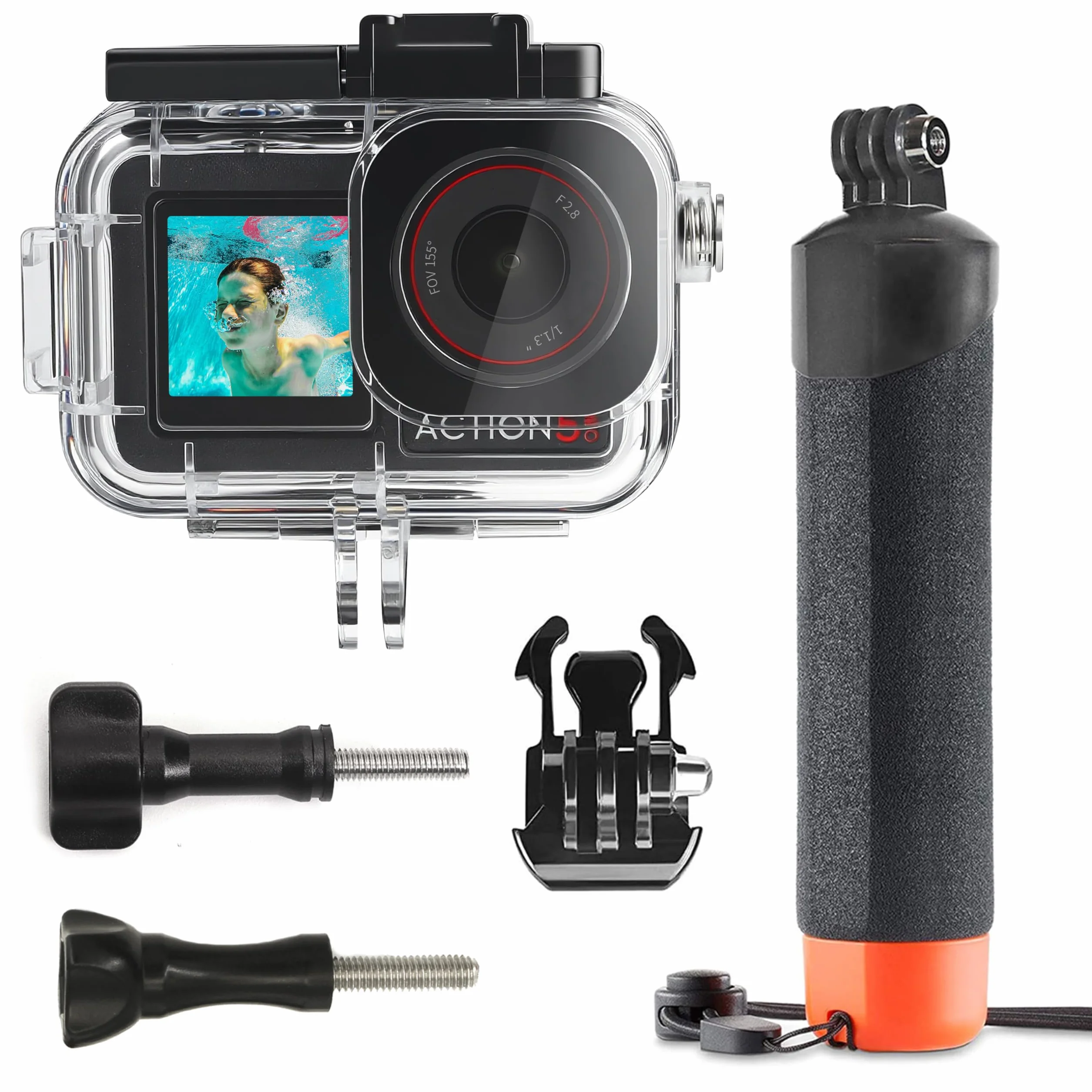 FitStill Wodoszczelna obudowa do nurkowania 50 m i pływający uchwyt, nadaje się do DJI osmo Action 5pro / Action 4/Action 3