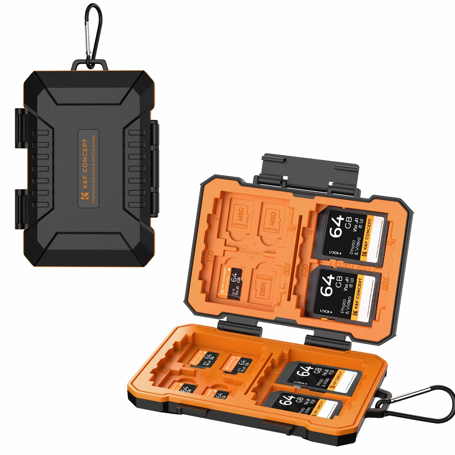 K&F CONCEPT Etui ochronne na karty pamięci z 29 przegródkami, wodoodpornym i odpornym na uderzenia, na 12 micro SD, 4 SD, 4 x CF/XQD, 2 nano SIM
