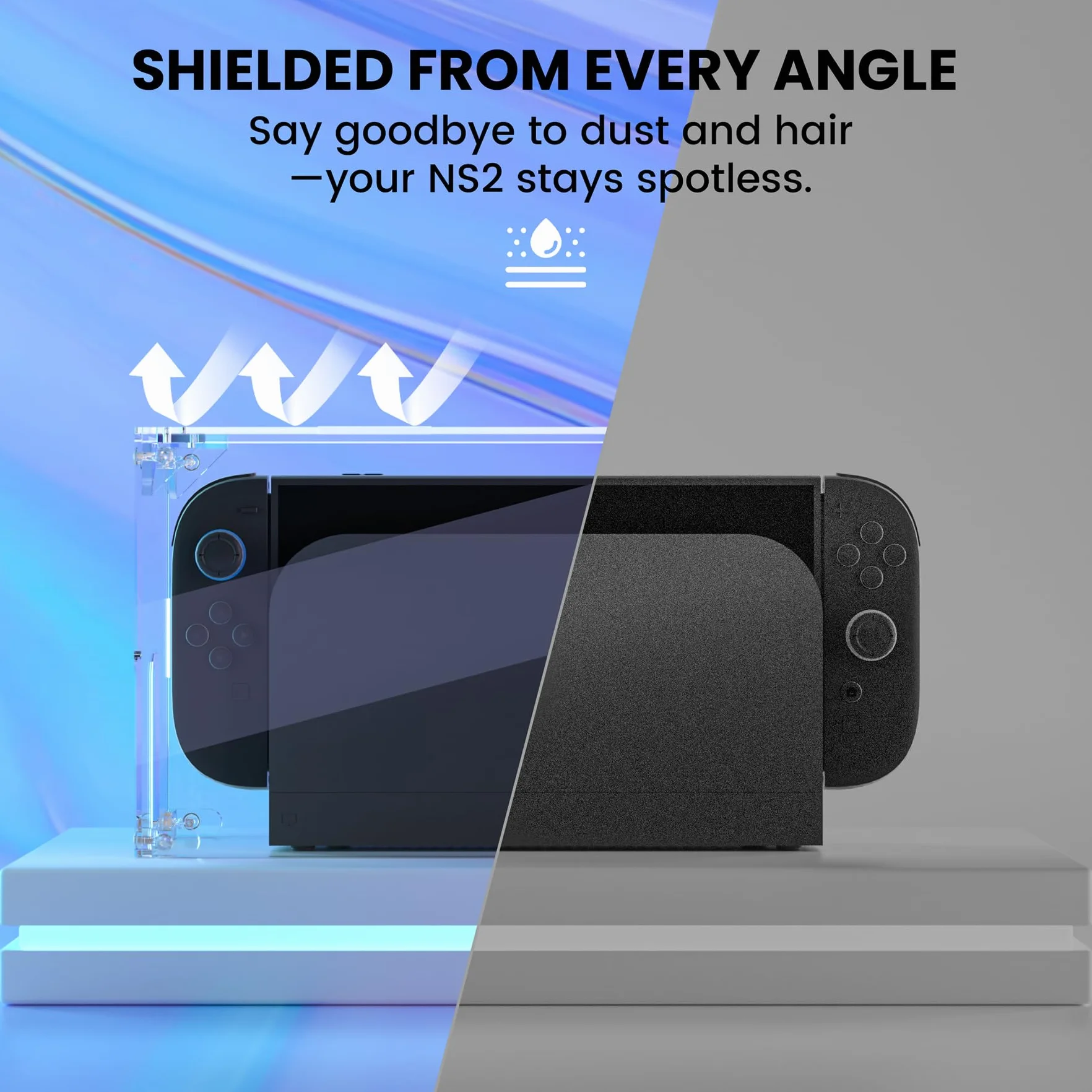 PlayVital Osłona Przeciwkurzowa do Switch 2 Konsoli,Etui Ochronne do Switch 2 Stację Dokującą,Akrylowa Obudowa Wystawowa Wodoodporna i Odporna na Zarysowania–Przeźroczysty