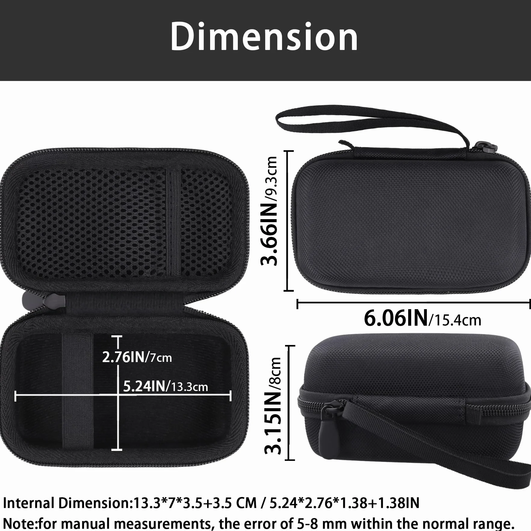Khanka Do Canon PowerShot SX740 HS/G7 X Mark II/Mark III/V1 Aparat cyfrowy twardy futerał podróżny z uchwytem i paskiem na ramię, tylko etui, czarny, 15.4 x 9.3 x 8 cm, Swobodny