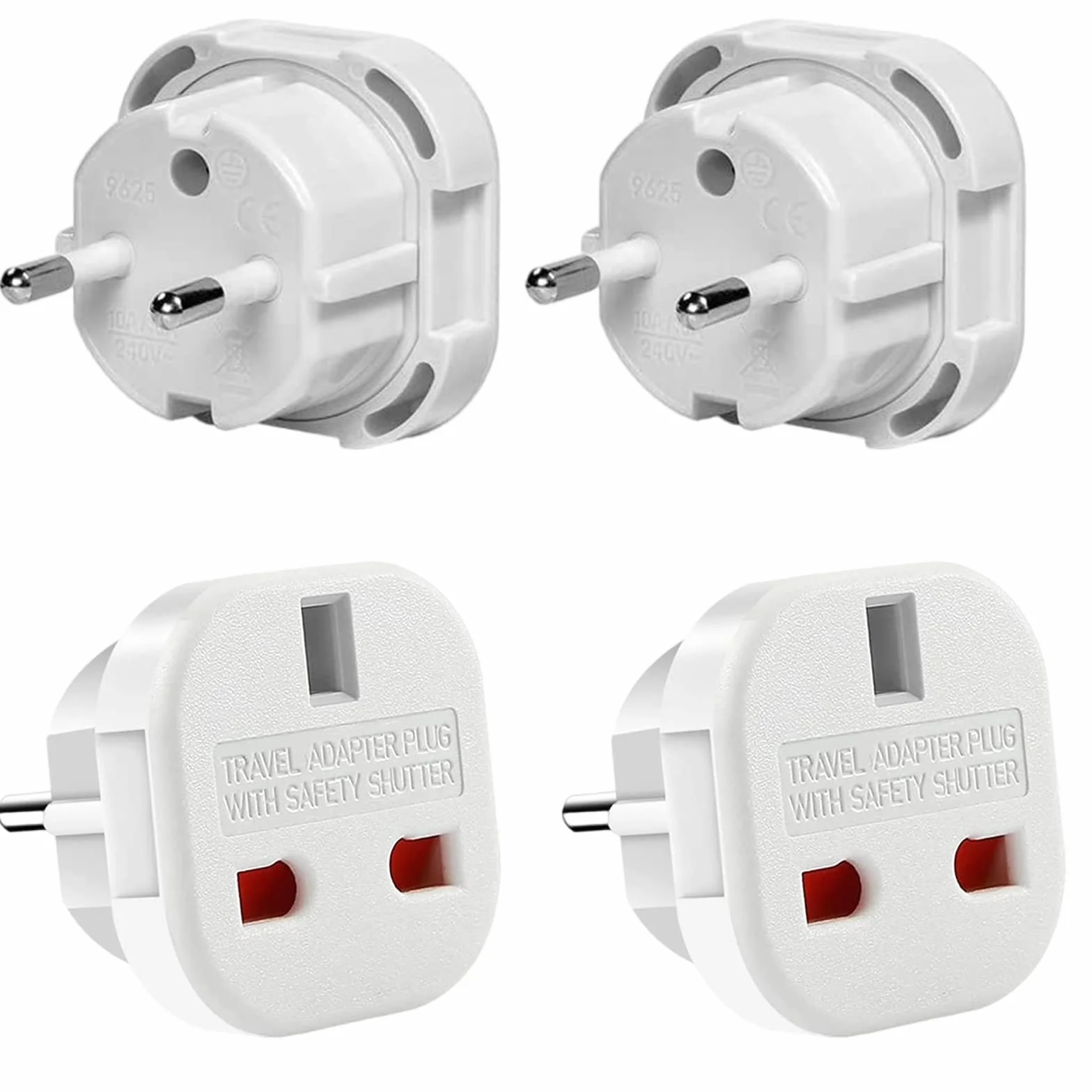 Adapter podróżny, wtyczka UK na DE, 3-biegunowy adapter uk na 2-biegunowe gniazdo UE do Francji, Irlandii, Holandii, Polski, Szwecji, biały