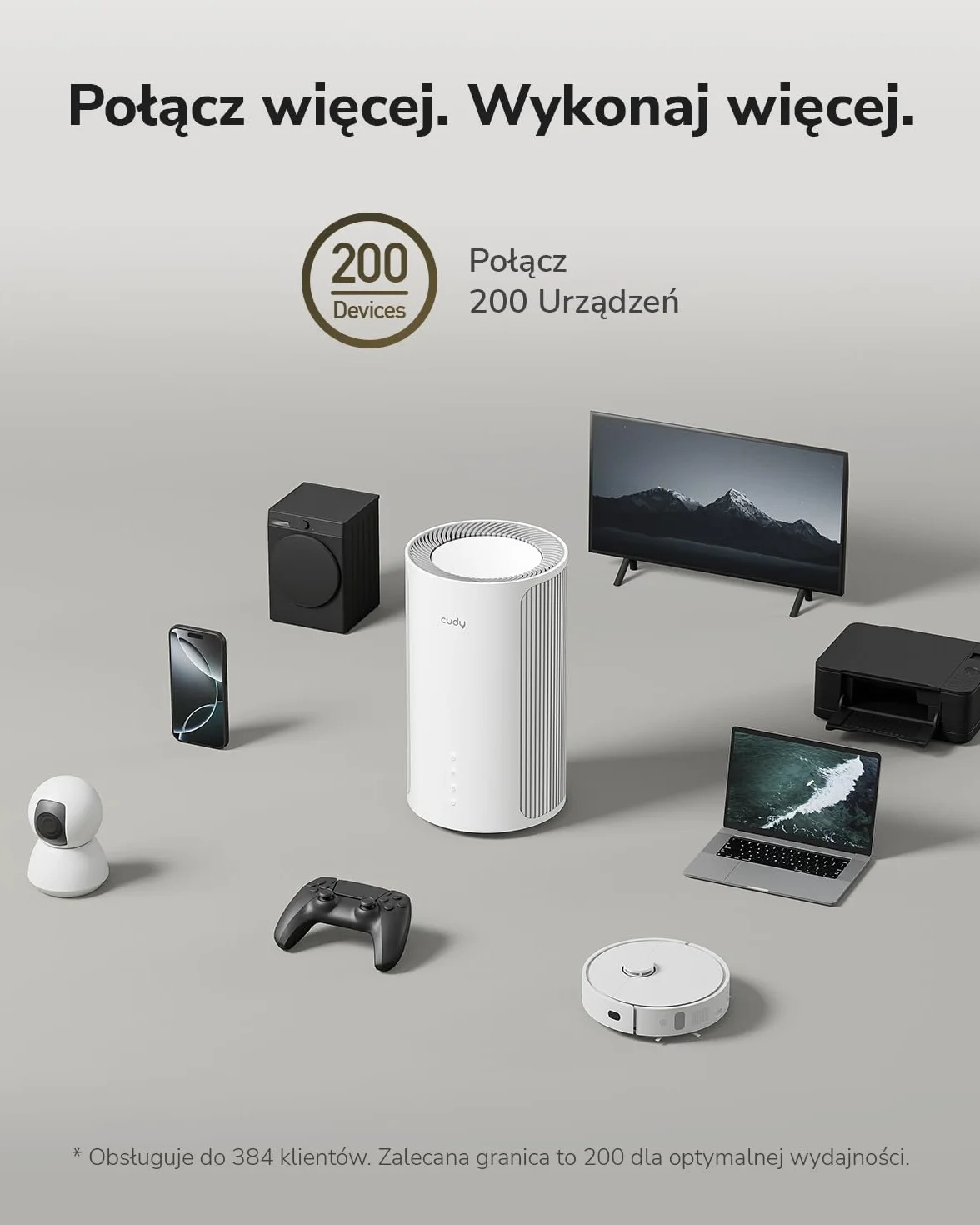 Cudy Tri-Band WiFi 7 BE11000 Whole Home Mesh System, 6-Stream 10 Gb/s, 4 porty 2,5G, MU-MIMO, Multi-VPN, Cudy APP, inteligentne anteny wewnętrzne, M11000 1-pak