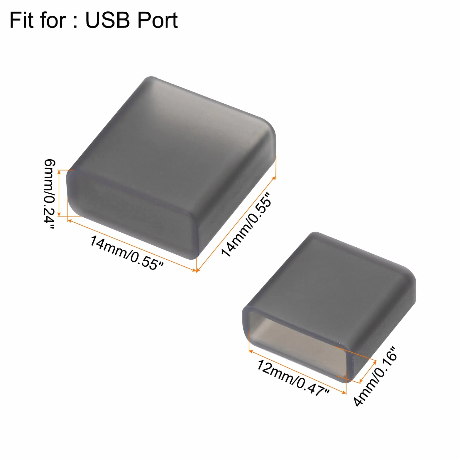 QUARKZMAN Osłona ochronna portu USB 20 szt. Port USB 2.0 Silikonowa osłona przeciwpyłowa do kabla USB męski USB do transmisji danych, przezroczysta czarna