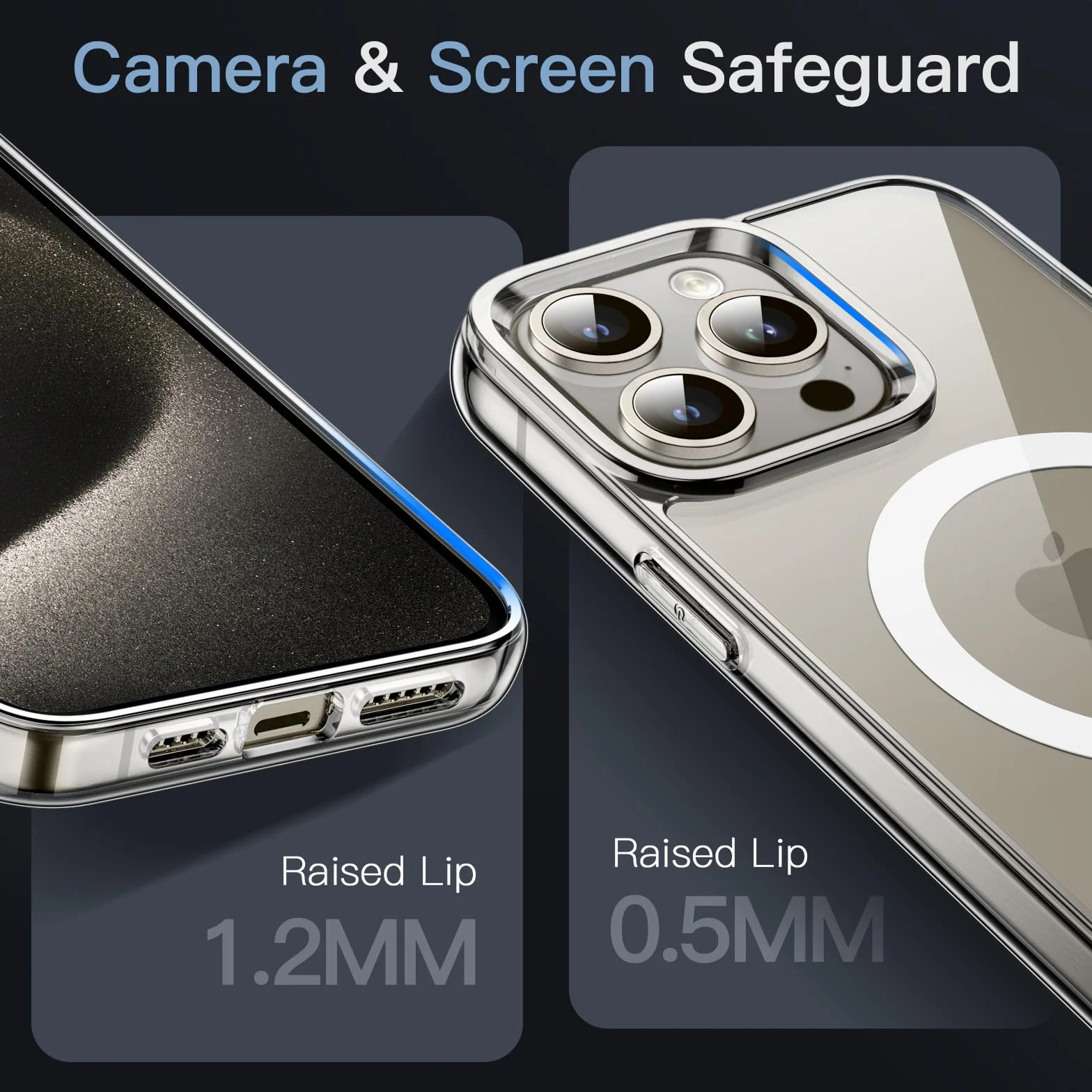 JETech Magnetyczna Etui dla iPhone 15 Pro Max 6,7 Cala Kompatybilny z MagSafe Bezprzewodowy Ładowanie, Odporny Wstrząsy Case, Przezroczysty, Odporny Zarysowania (Przezroczyste)
