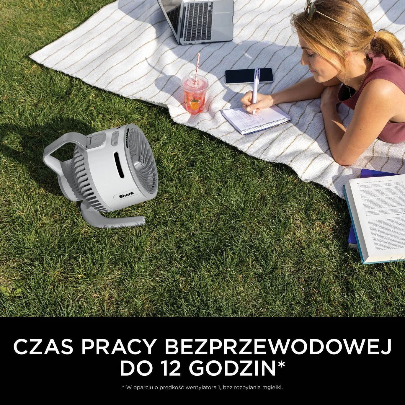 Shark FlexBreeze HydroGo – mocny wentylator przenośny z mgiełką, wewnątrz i na zewnątrz, cichy i trwały, przewodowy i bezprzewodowy, kompaktowy i lekki, 5 poziomów prędkości, Gołąb FA050EUDV