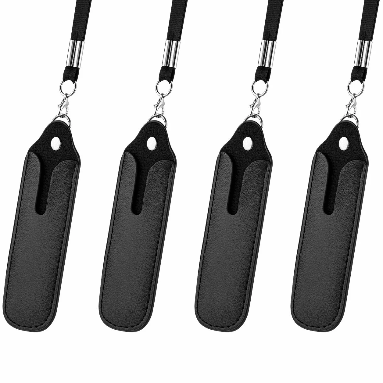 Smycz do naszyjnika ze skóry PU z woreczkiem na Ecig Ego, 4 szt, Czarny, 4.8*1.6