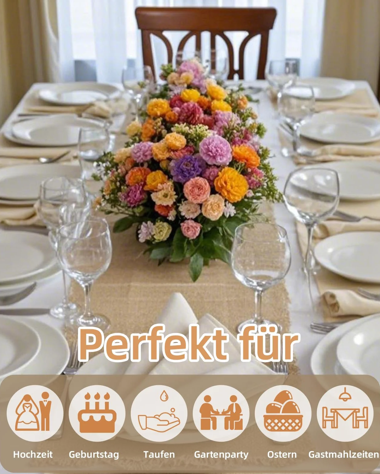 Bieżnik jutowy w rolce 30 cm x 10 m, 100% naturalny bieżnik z juty, możliwość przycięcia, 20 m sznurka jutowego, na stół, wesele, imprezę wiejską, komunię, rustykalna dekoracja stołu, "zrób to sam"