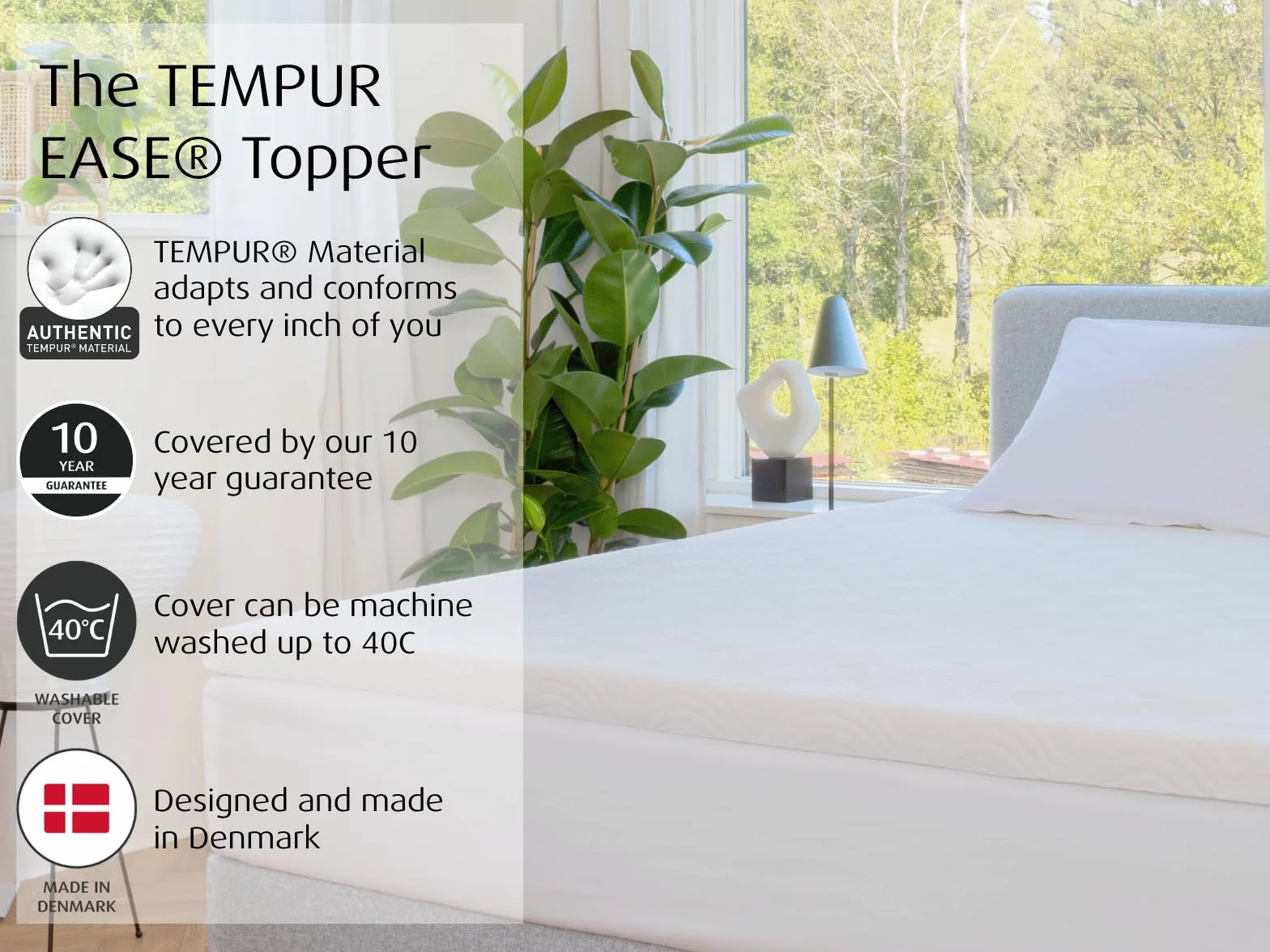 TEMPUR EASE Nakładka na materac King 150 x 200 cm, grubość 3 cm, biała