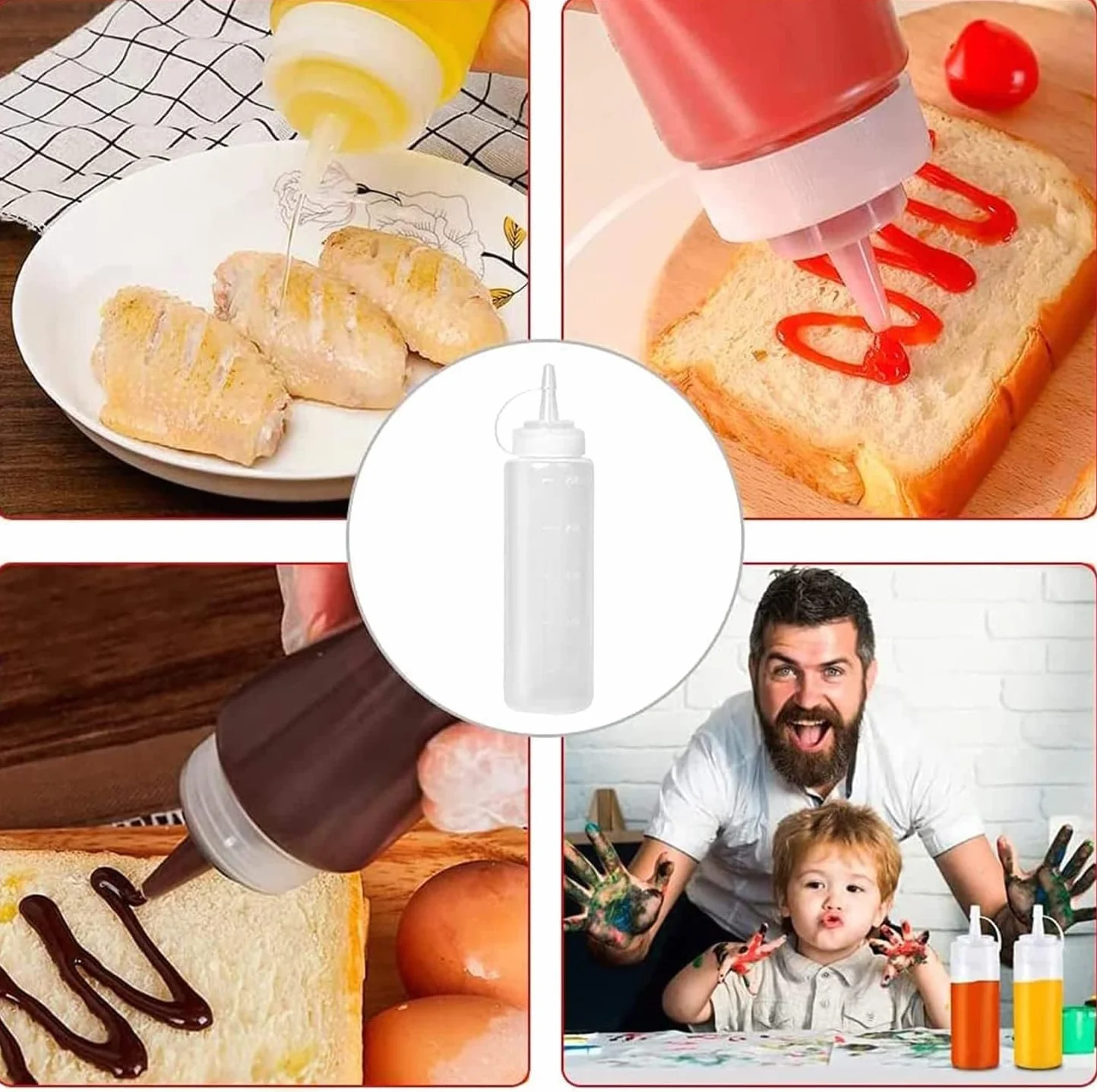 Plastikowa butelka z dozownikiem, 2 szt. Butelka z dozownikiem z zakrętkami 8 uncji, przezroczysta butelka z dozownikiem do keczupu musztardy Mayo gorące sosy oliwa z oliwek 250 ml