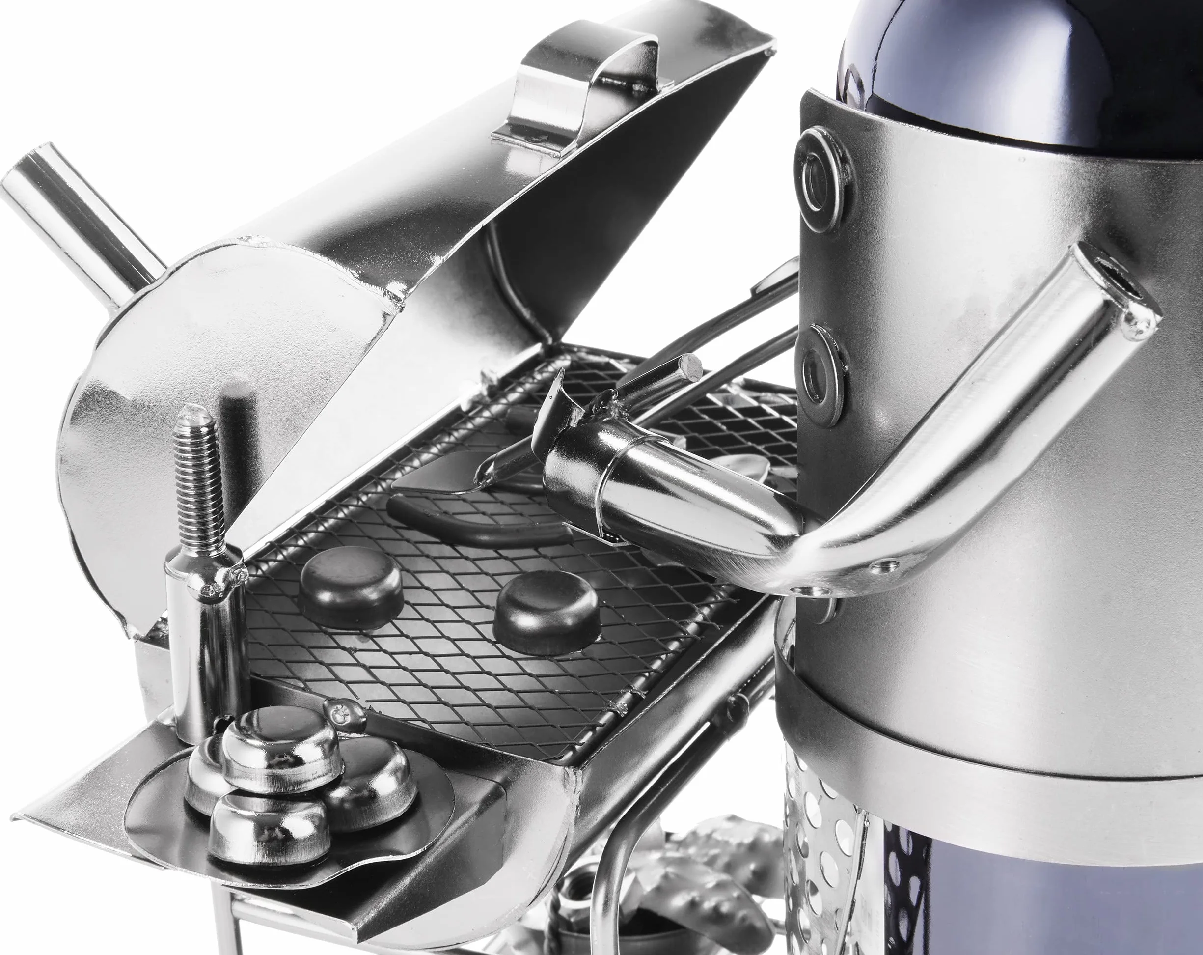 Brubaker - Uchwyt na butelkę wina - Męski grill - Metalowa rzeźba - Kartka z życzeniami w zestawie. - Oryginalny pomysł na prezent