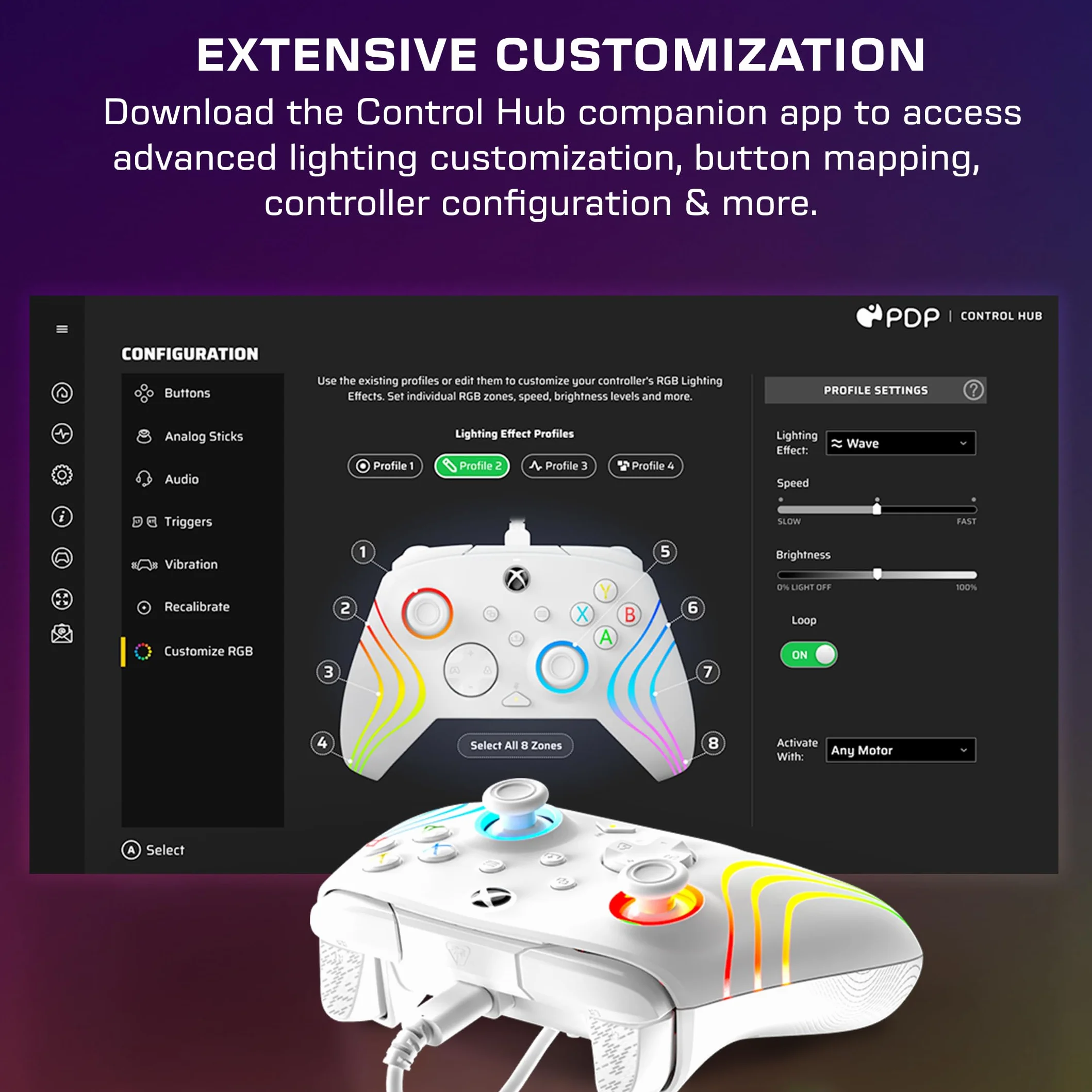 Turtle Beach Afterglow Wave przewodowy kontroler RGB biały dla Xbox Series X/S, Xbox One, Windows