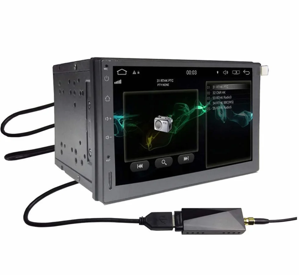 DollaTek Odbiornik radiowy DAB w antenie samochodowej adapter cyfrowy DAB + tuner box audio USB wzmocniona antena klamra dekodowanie odbioru radia dla Androida