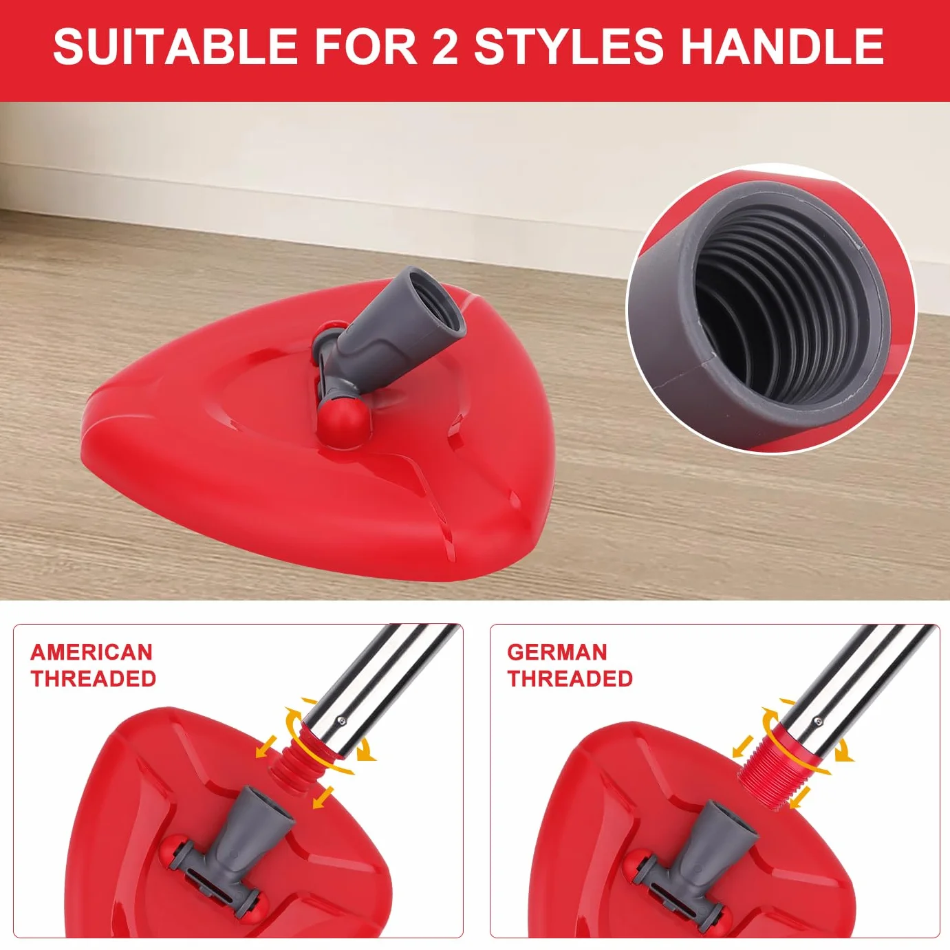 Sgizoku Obrotowa podstawa mopa kompatybilna z wymiennym mopem 2 w 1 Viledar Turbo Smart/Trubo Spin, Plastikowa trójkątna podstawa Akcesoria do mopa O-Cedar EasyWringing&Cleaning