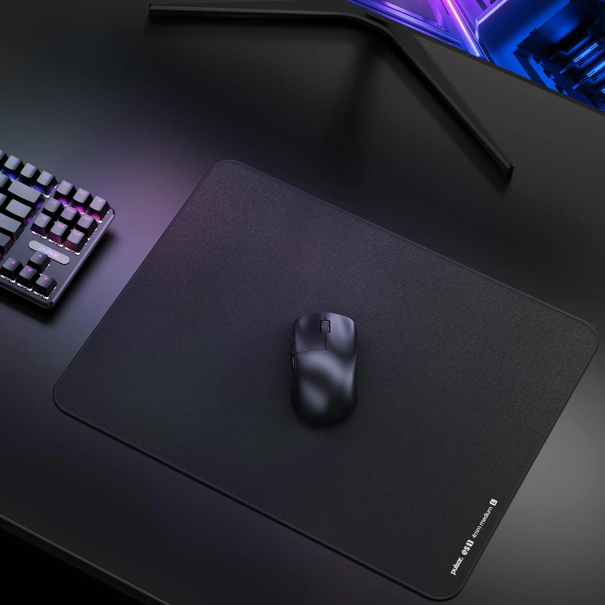 Pulsar - eS1 Esports profesjonalna podkładka pod mysz do gier, grubość 4 mm, antypoślizgowa podstawa, zapobiegająca strzępieniu się, precyzyjne szwy, średnia do wysokiej prędkości poślizgu, 42 x 33 cm