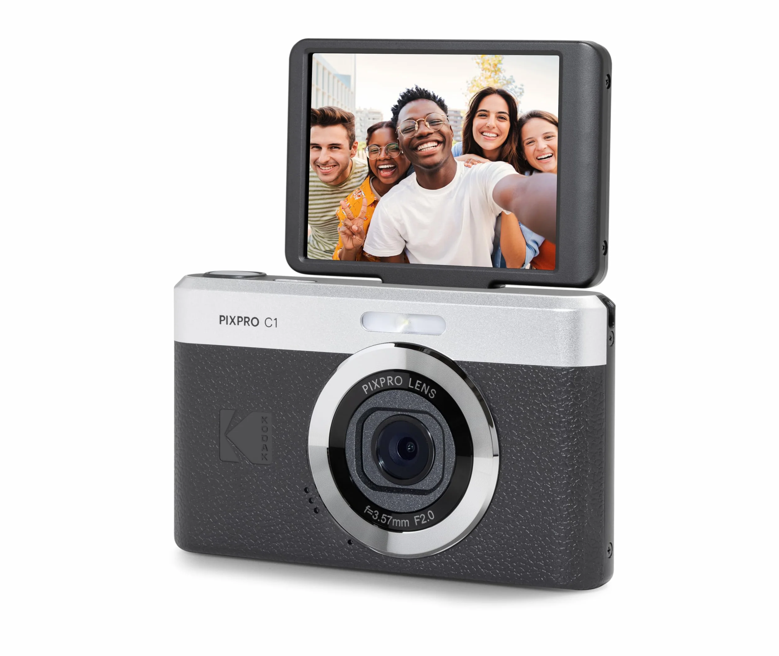 KODAK Pixpro C1 - Ultra-kompaktowy aparat cyfrowy | 13MP BSI CMOS, 4-krotny zoom, 2,8" wyświetlacz LCD, lampa błyskowa LED, wbudowana bateria - czarny