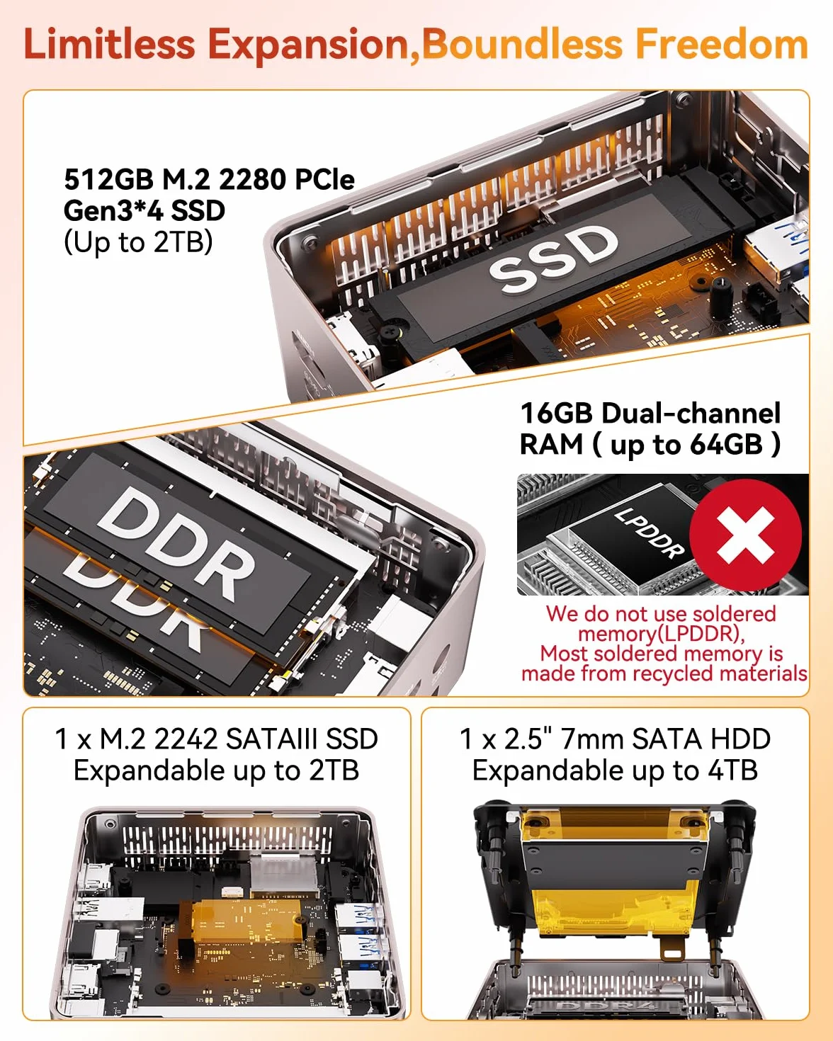 GEEKOM Mini PC A5 Z AMD Ryzen 5 7430U, 16 GB DDR4 RAM (Rozszerzalna), 512 GB SSD, Windows 11 Pro, Ultra Cichy Komputer, Dual HDMI, Wyjście 8K, Czytnik Kart SD, Do Biznesu I Biura