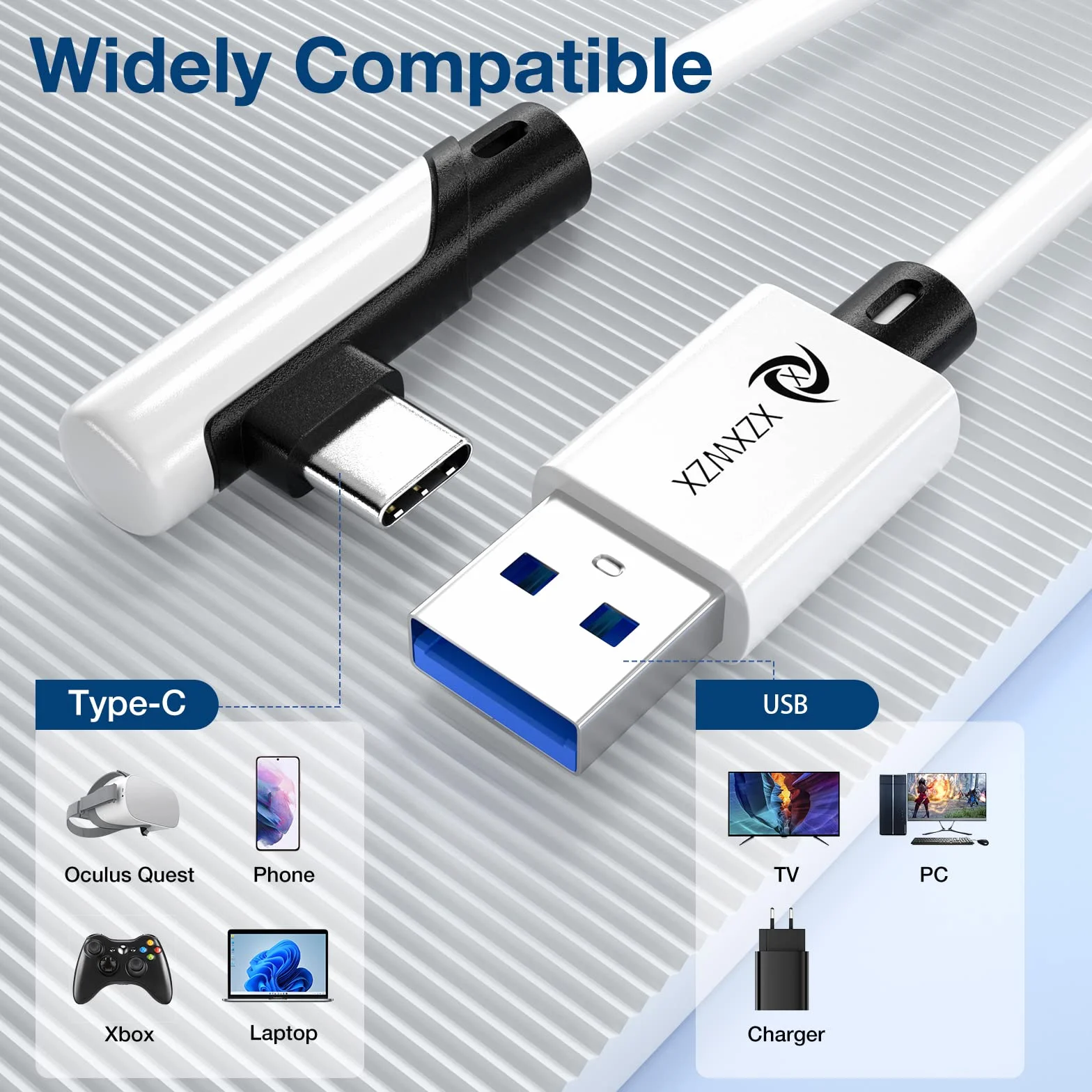 Kabel USB 3.1 na USB C 5 m do Oculus Meta Quest 3, Quest 2/Pro/Pico 4 i PC/Steam VR