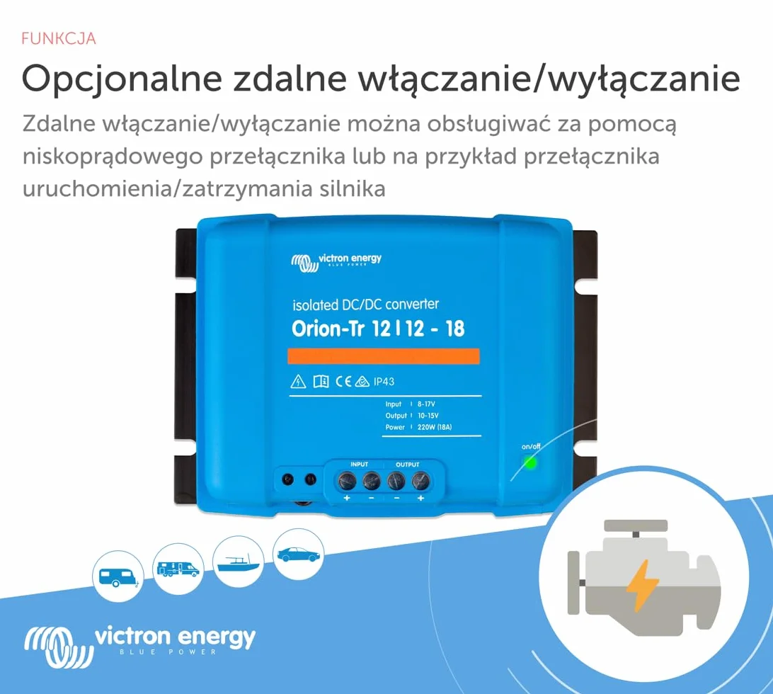 Victron Energy Orion-Tr IP43 12/12-Volt 18 amp 220-Watt Konwerter DC-DC, Izolowany