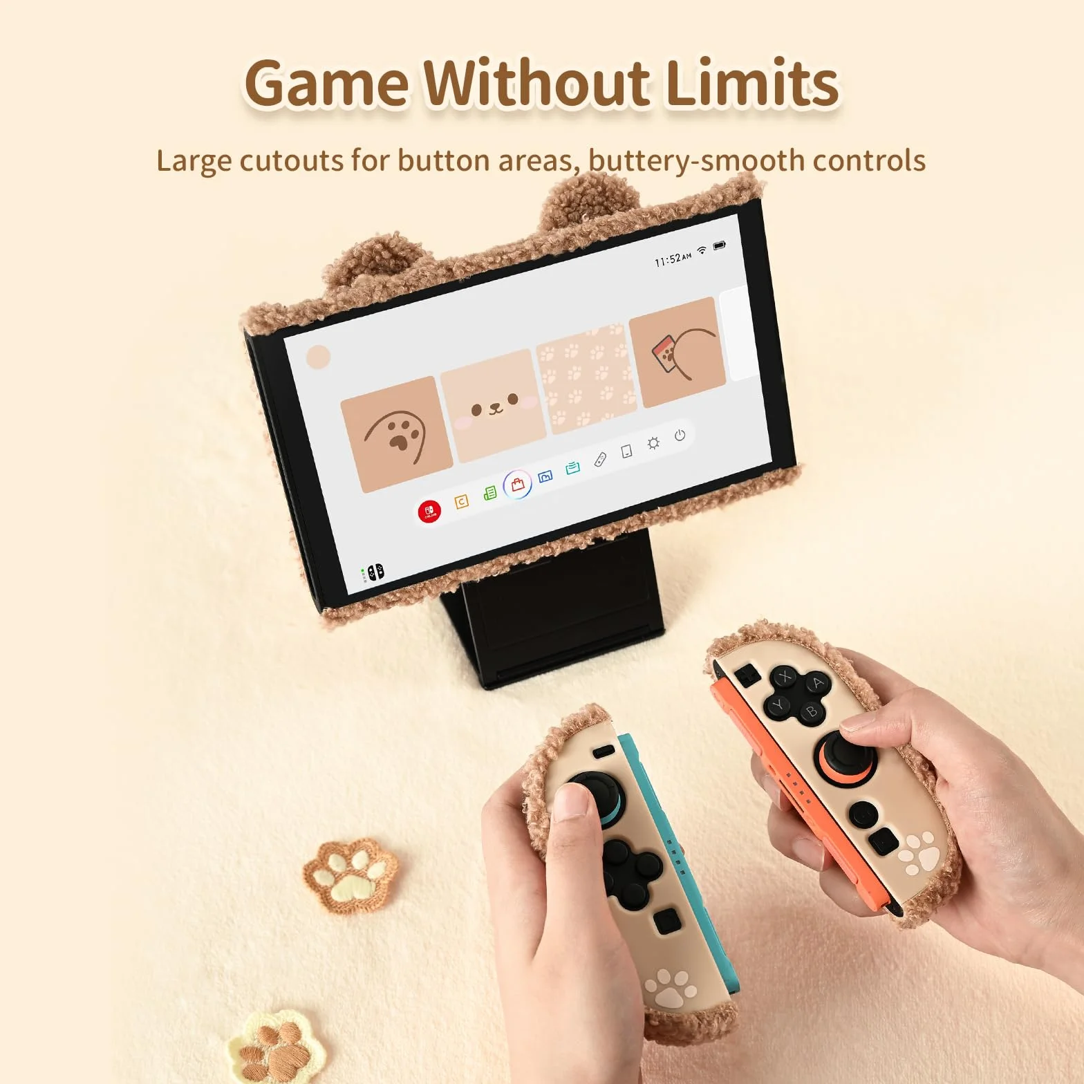 GeekShare Pluszowe etui kompatybilne z Switch 2 (2025), NS2 etui ochronne do konsoli Switch i kontrolera Grip Joy, pluszowy miś