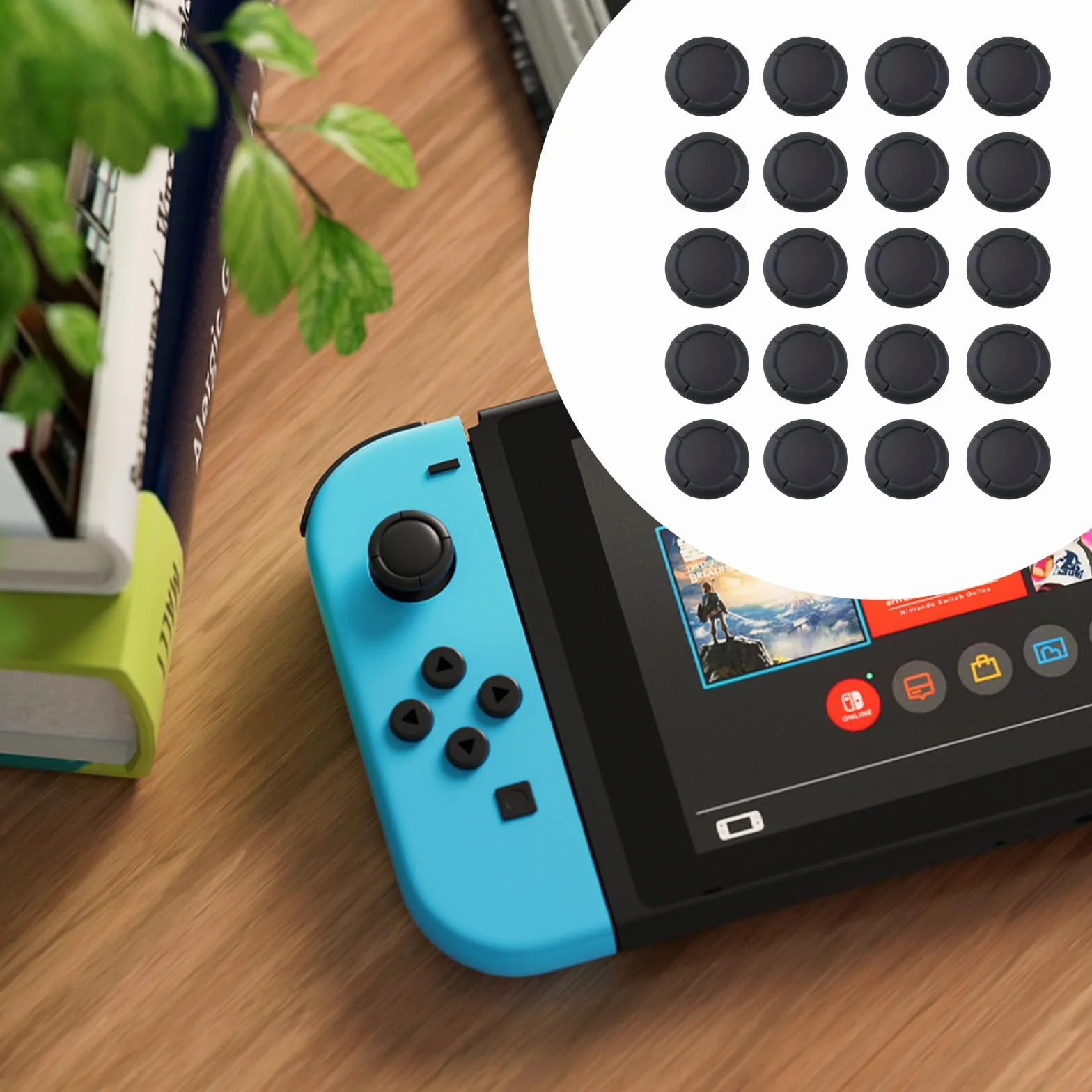 Vauki 20 sztuk Silikonowe nakładki na joysticka do Nintendo Switch, antypoślizgowe uchwyty na kciuki – kompatybilne z Switch OLED i kontrolerami Joy-Con, części zamienne do naprawy bez demontażu