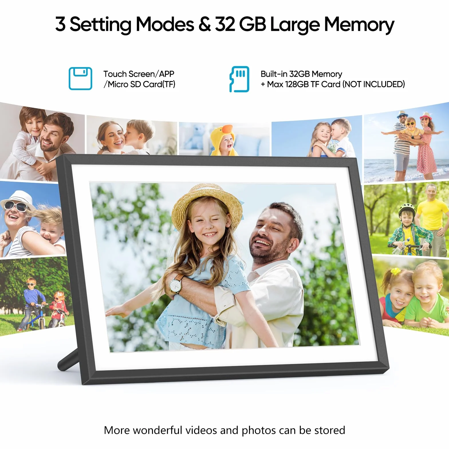 ARZOPA Cyfrowa Ramka na Zdjęcia WiFi 10,1 Cala 32 GB HD IPS Ekran dotykowy Cyfrowa ramka na zdjęcia Auto Obracanie Udostępnianie Zdjęć Filmy Muzyka przez App Frameo Kalendarz Zegar Pogoda