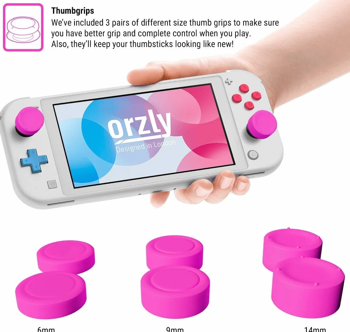 Orzly Etui z uchwytem do Nintendo Switch Lite, różowy