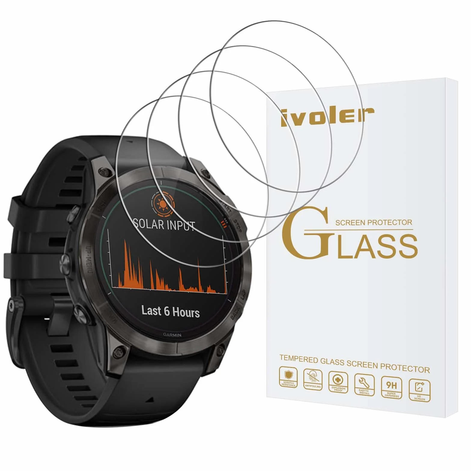 VGUARD 4 sztuki folii ochronnej na ekran do Garmin Fenix ​​​​E 47 mm/Garmin Fenix ​​​​7 Pro/Fenix ​​​​7 47 mm/Fenix ​​​​6X Pro/Fenix ​​​​6X 51 mm/Forerunner 265 46 mm / 735/735 XT