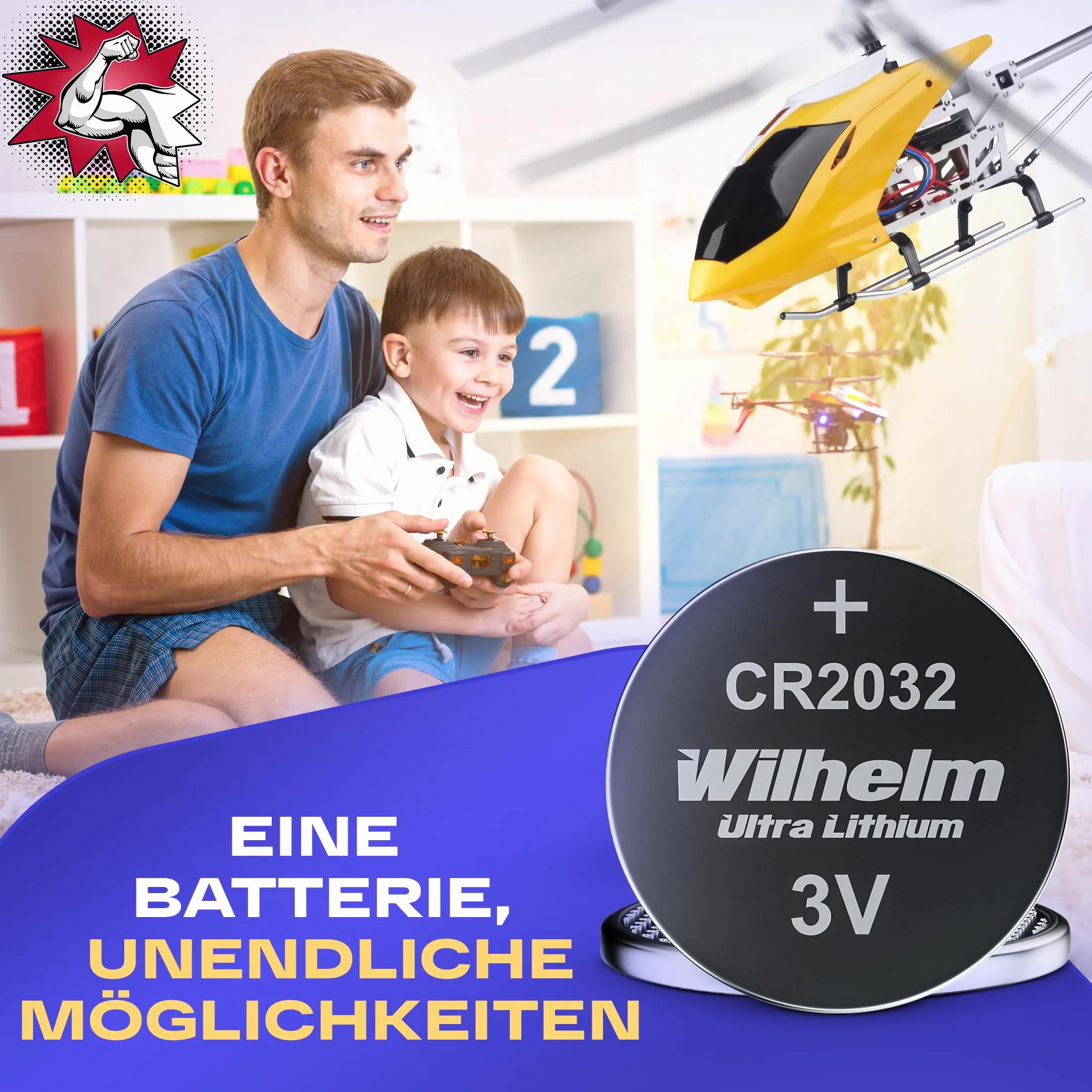 10 x litowa bateria guzikowa CR2032 Wilhelm 3 V, pakowana w blister