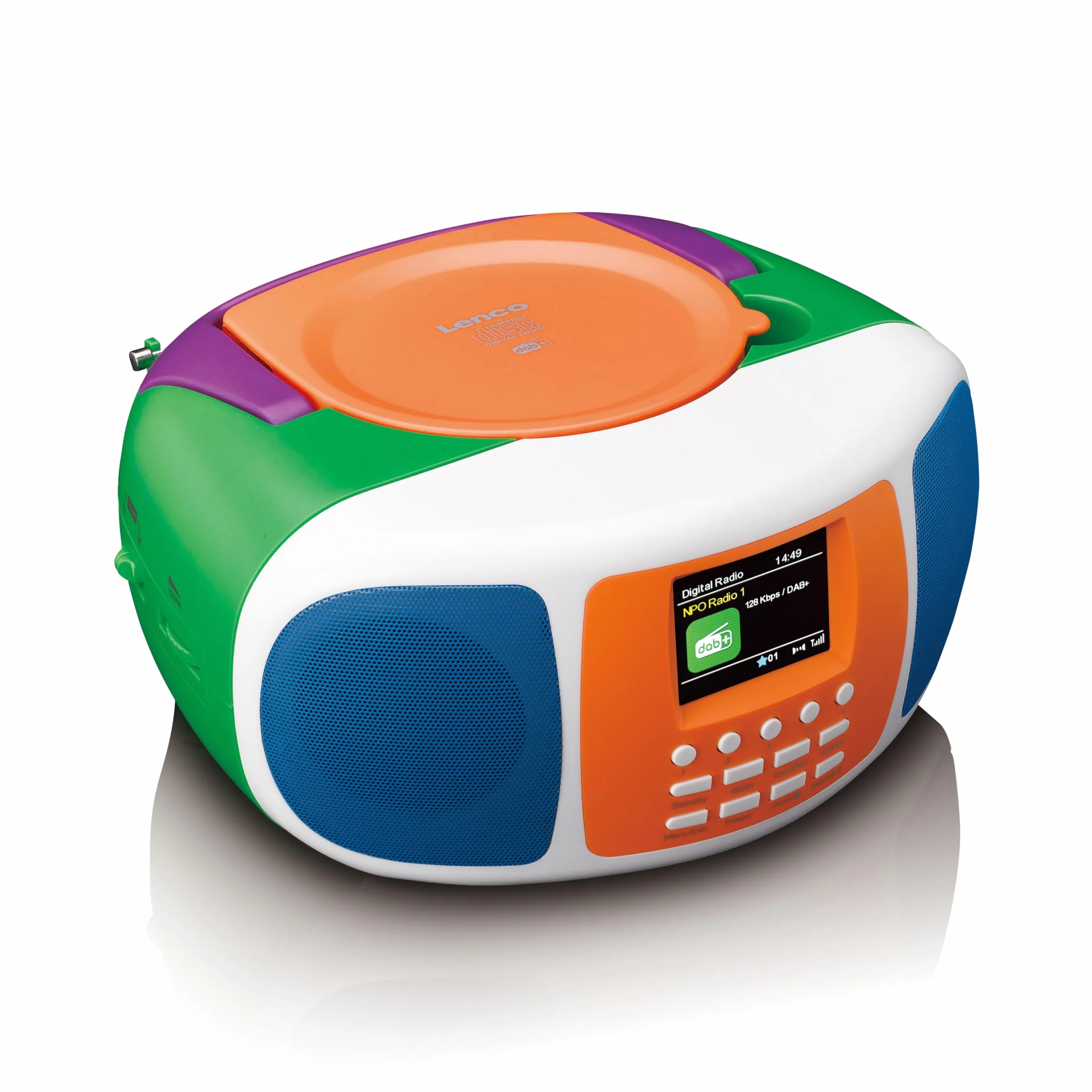Lenco SCD-861KIDS – przenośne radio DAB+/FM dla dzieci z Bluetooth® 5.3, odtwarzacz CD, dźwięk stereo, kolorowy wyświetlacz, funkcja budzika, zasilanie bateryjne i sieciowe, wejście AUX i słuchawki