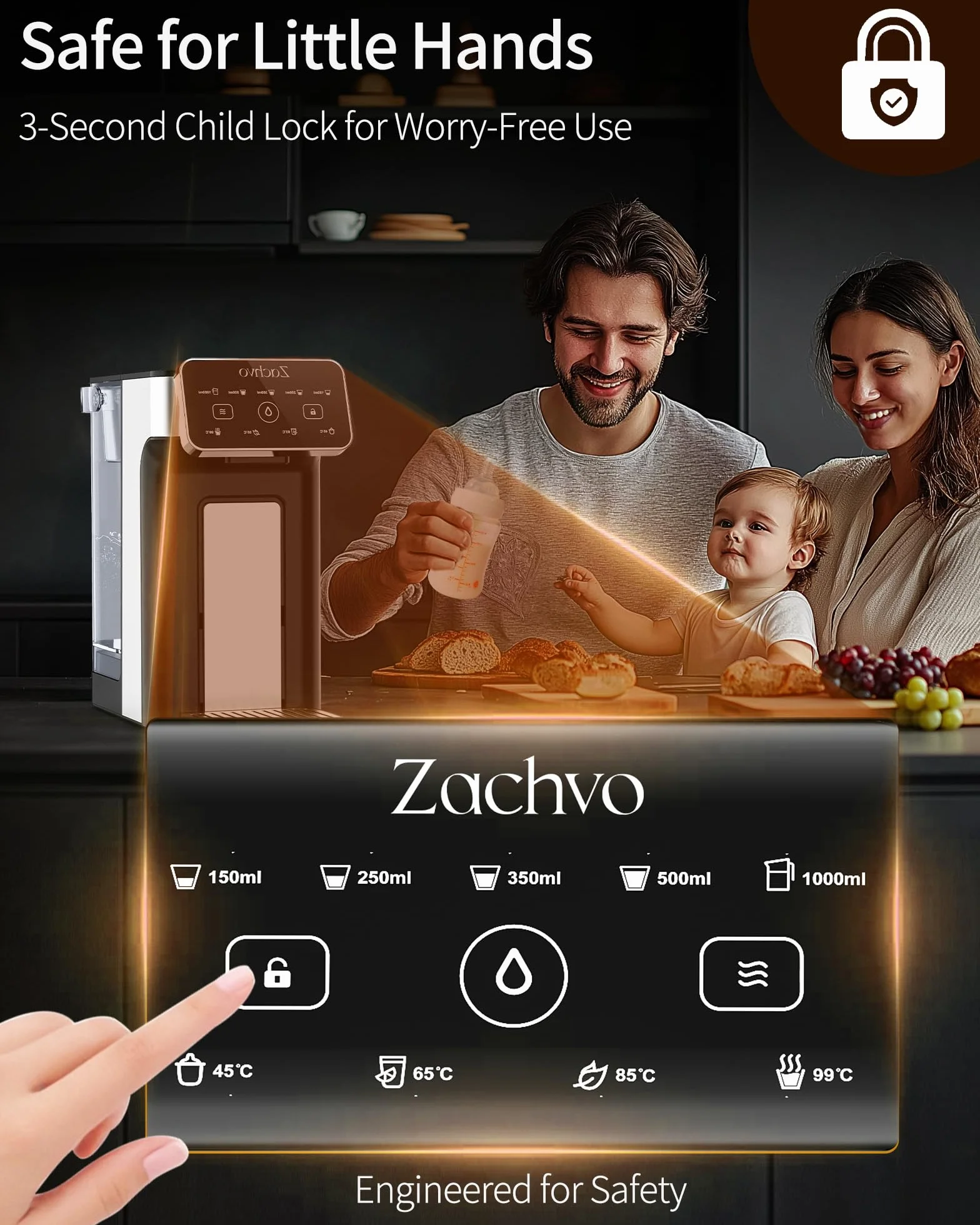 Dozownik gorącej wody KEI906 2600 W 3 l 4 temperatury 5 ilości wody