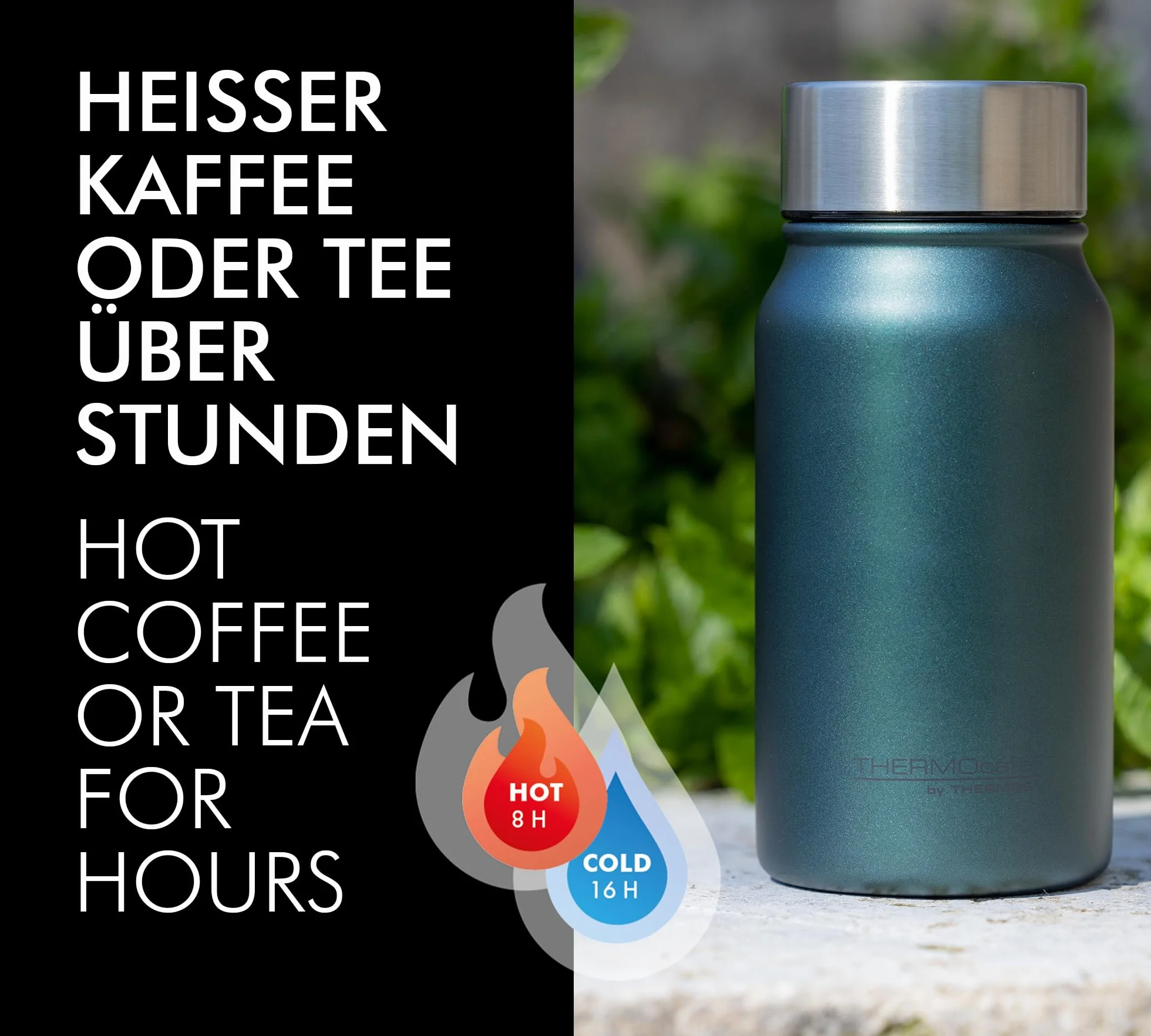 THERMOcafé by THERMOS TC Drinking Mug Grey mat 0,35 l, kubek termiczny ze stali nierdzewnej, kubek termiczny, kubek do kawy na wynos, szczelny, 8 godzin gorący i zimny przez 16 godzin, nadaje się do