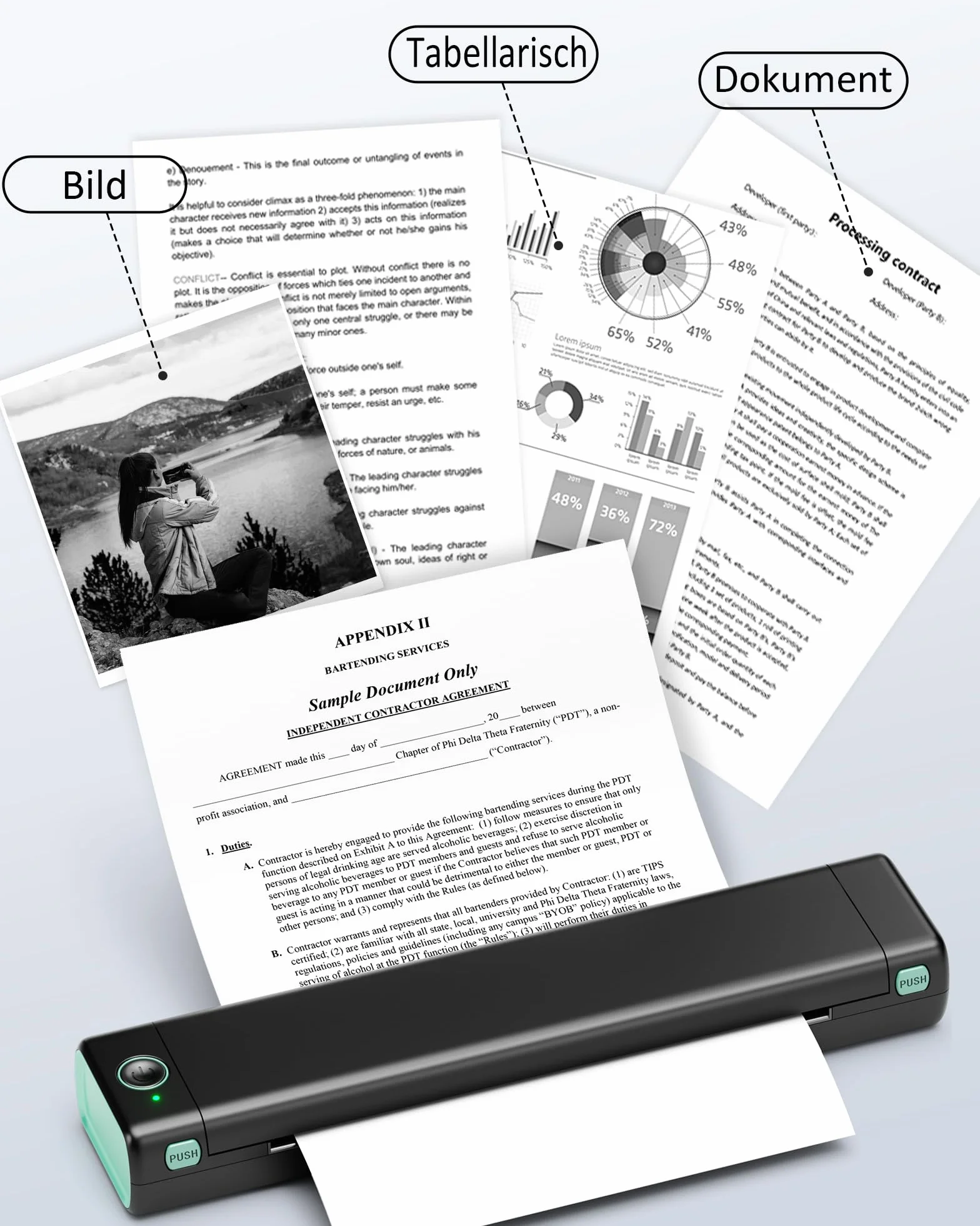 Bluetooth drukarka termiczna, mobilna przenośna drukarka Itari Mała kompaktowa, przenośna drukarka do podróży i tatuażu, obsługuje papier termiczny A4, kompatybilny z systemem Android iOS Mac