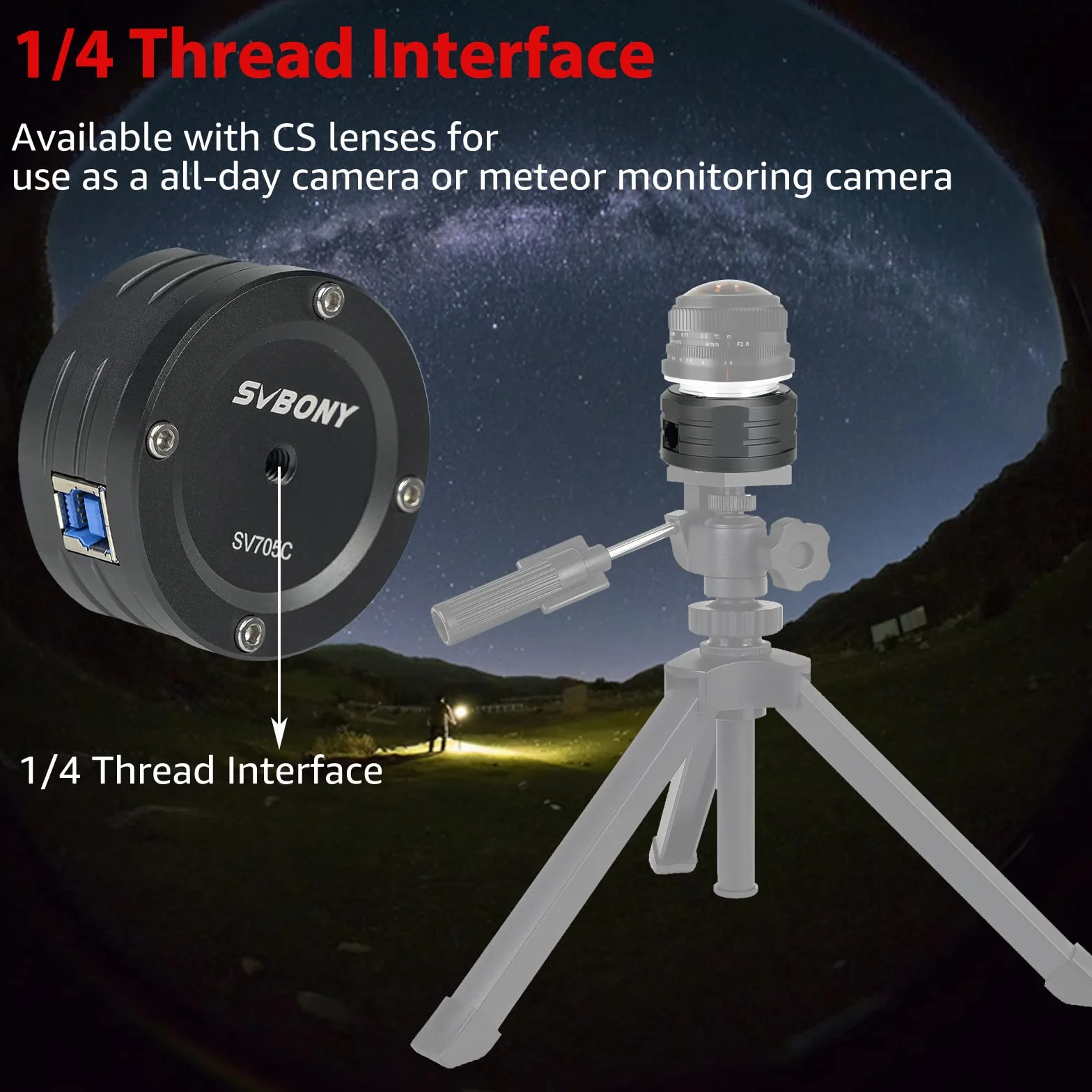 Svbony SV705C Teleskopowe kamery obrazowe Kolor, port prowadzący USB 3.0 ST4, duży pełny otwór, wysoka czułość NIR, poziom wejścia planetarnego Aparat do fotografii głębokiego nieba do obrazowania EAA