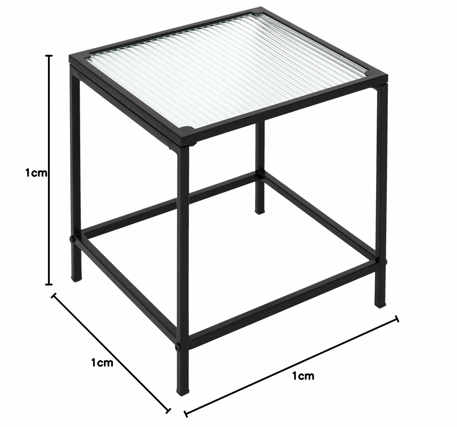 HOME DECO FACTORY HD7195 Stół Gigogne Tekstura X2 Appoint Salon, Metal, Czarny-Szkło, 40x38x40 cm