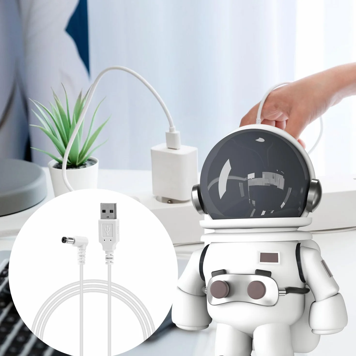 Przewód Zasilajacy do Projektora Kosmicznego dla Astronautów, 1m Kabel Ladujacy USB do DC do Projektora Kompatybilny z Mooyran Night Light Projector Przenosny Przewód Ladujacy Zamiennik