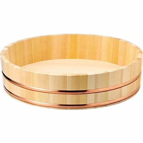 Drewniana miska Hangiri Sushi Oke 52 cm 20,5 cala z matą do sushi
