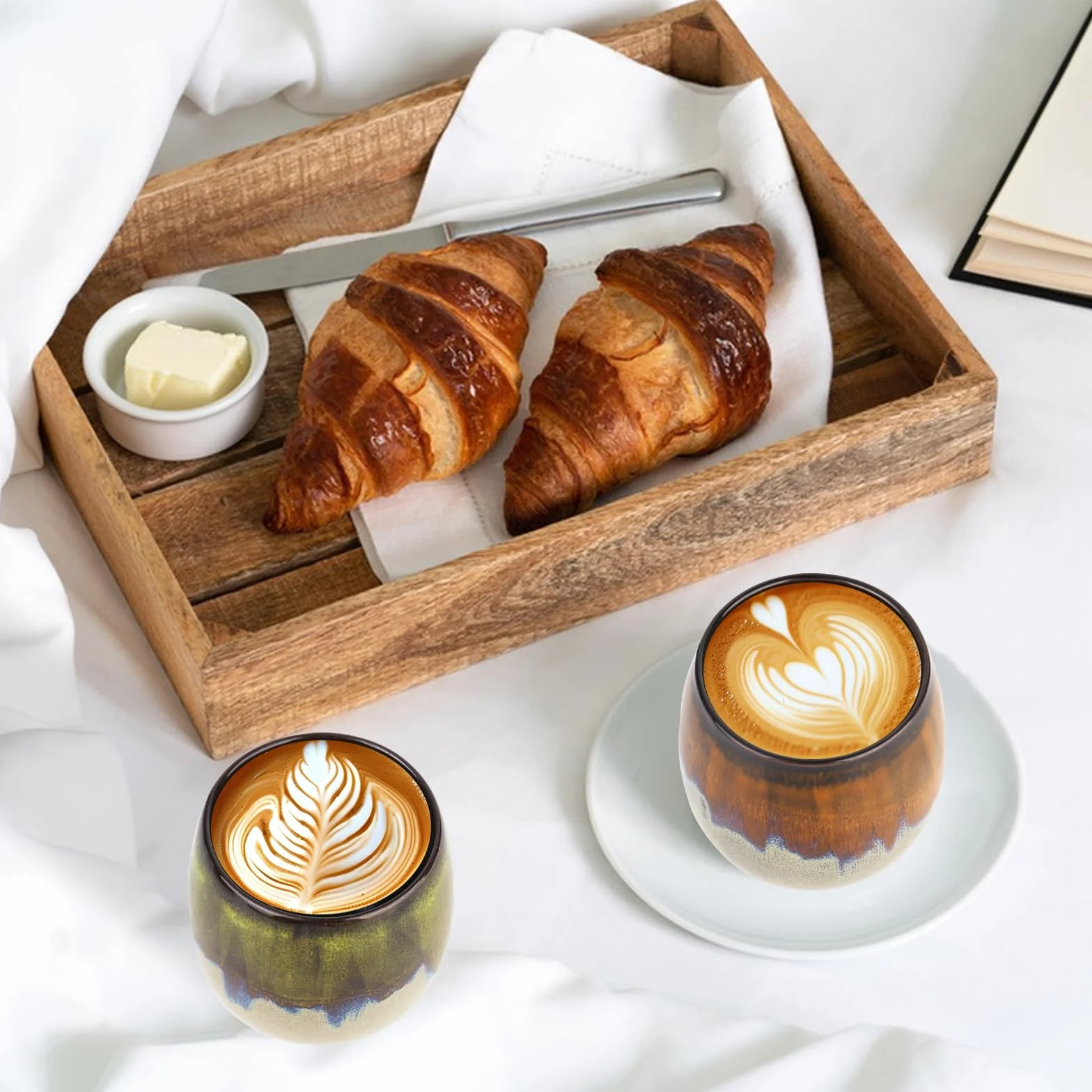 Porcelanowe filiżanki do espresso 4 x 100 ml, ręcznie wykonane, grube ścianki