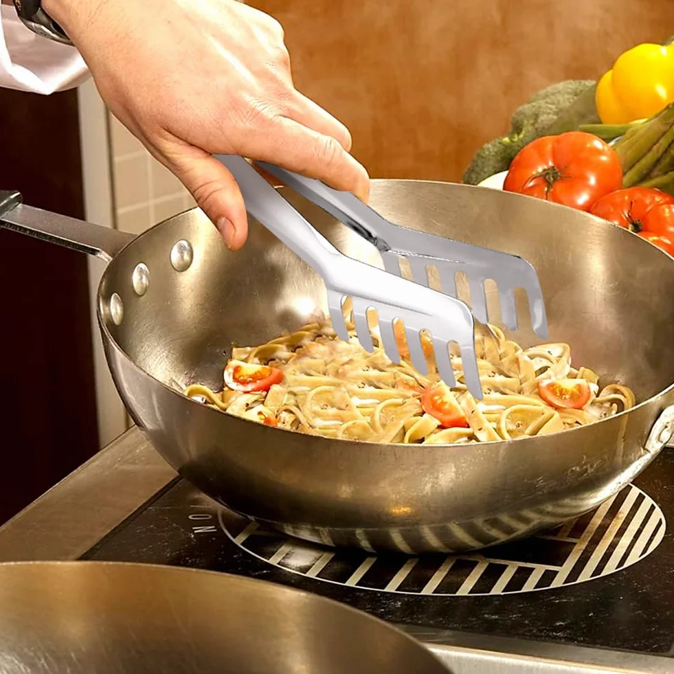 Nikou Szczypce do makaronu, szczypce do spaghetti, stal nierdzewna, szczypce do makaronu w kształcie grzebienia, szczypce do chleba, szczypce do chwytania spaghetti, Tong, sztućce, makaron, klips do