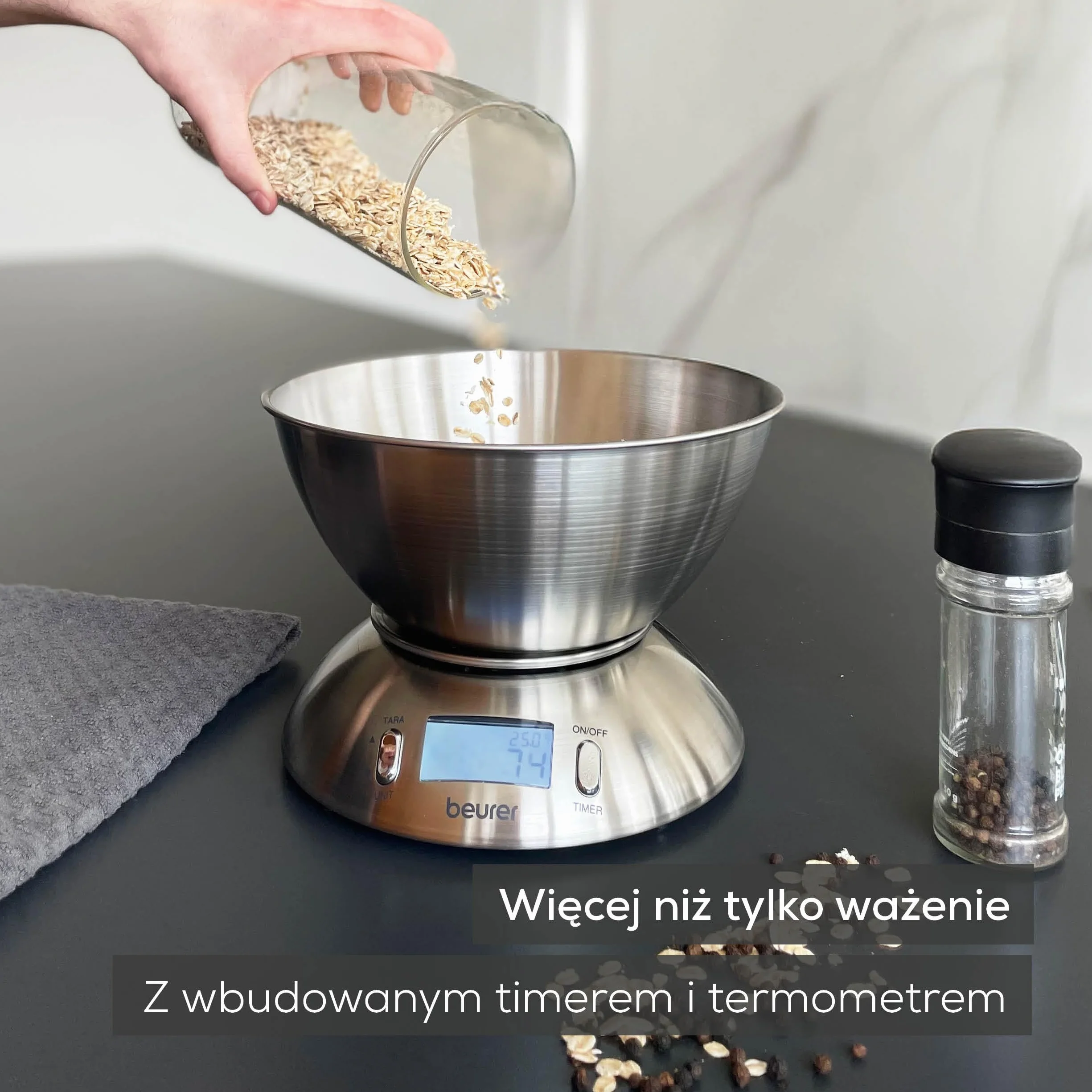 Beurer 708.4 KS 54 waga kuchenna (z miską ze stali nierdzewnej), 21,3 cm