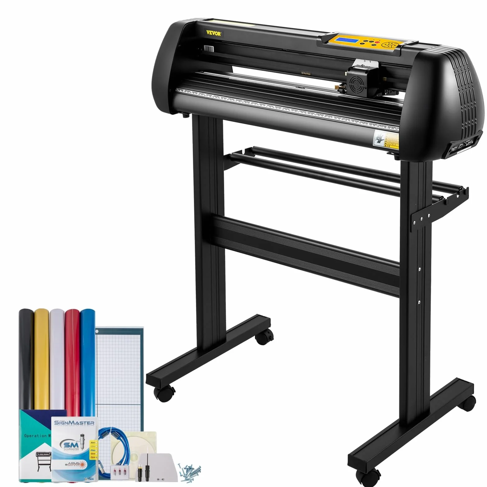 VEVOR Plotter do cięcia winylu 720 mm z oprogramowaniem SignMaster, maszyna do cięcia winylu, wysokiej precyzji panel cyfrowy LED interfejs USB i COM Pięć rolek do wycinania