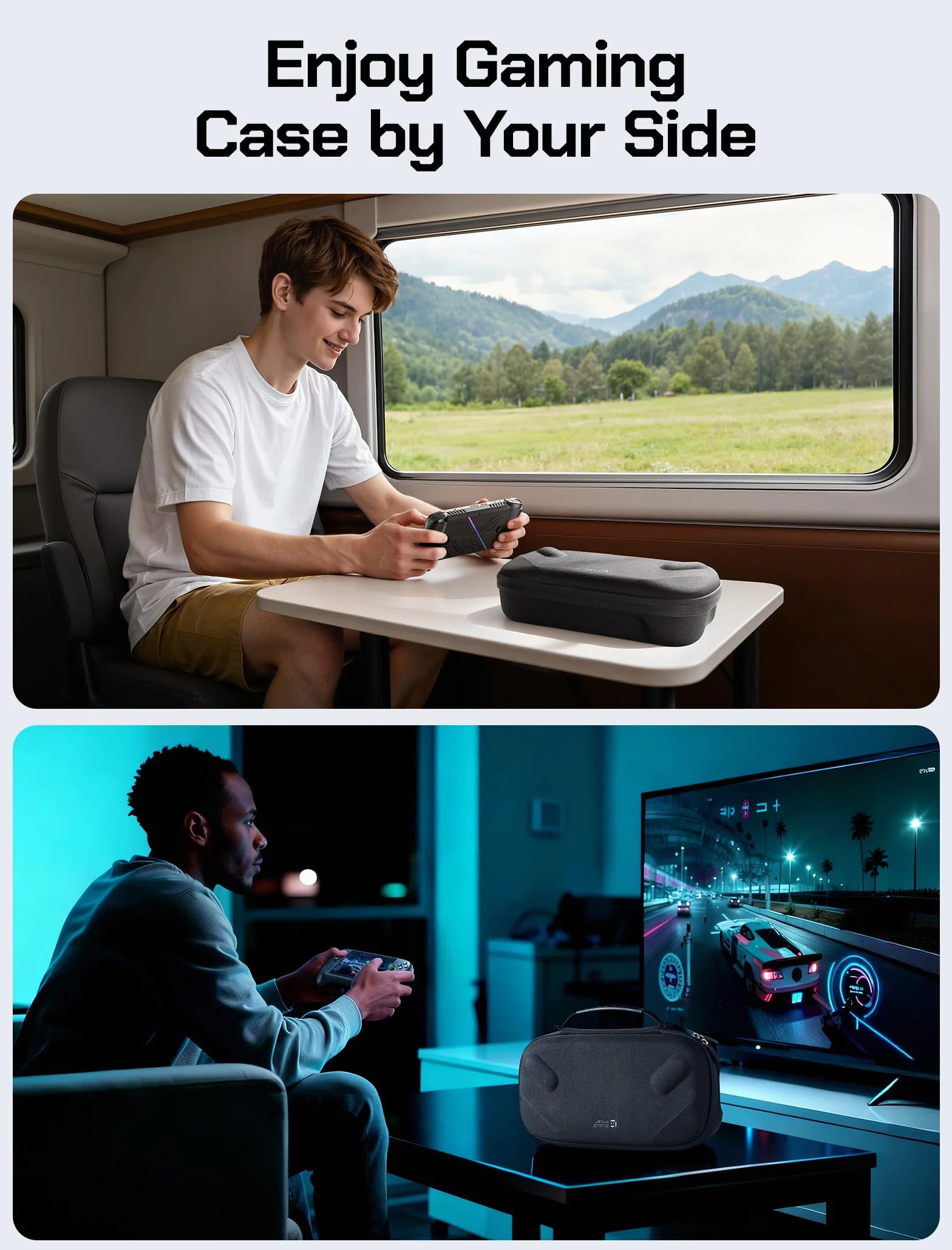JSAUX Etui do ROG Xbox Ally/ROG Xbox Ally X (2025) Double-Decker, ochronna twarda obudowa, dwuwarstwowa przenośna torba podróżna do przechowywania pasuje do adaptera, kabla i akcesoriów -BG0136
