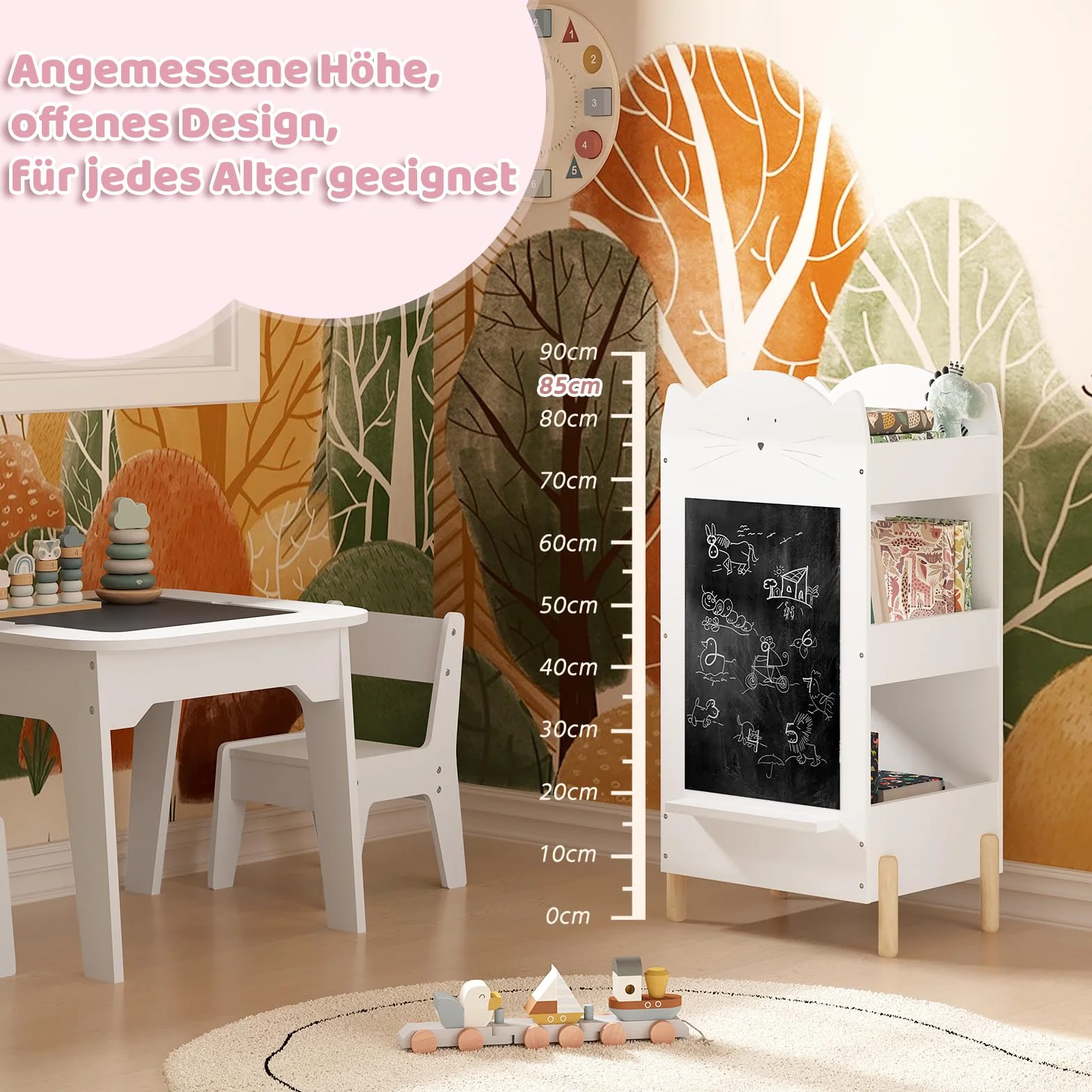 WOLTU Regał na książki dla dzieci z 3 półkami biały Montessori